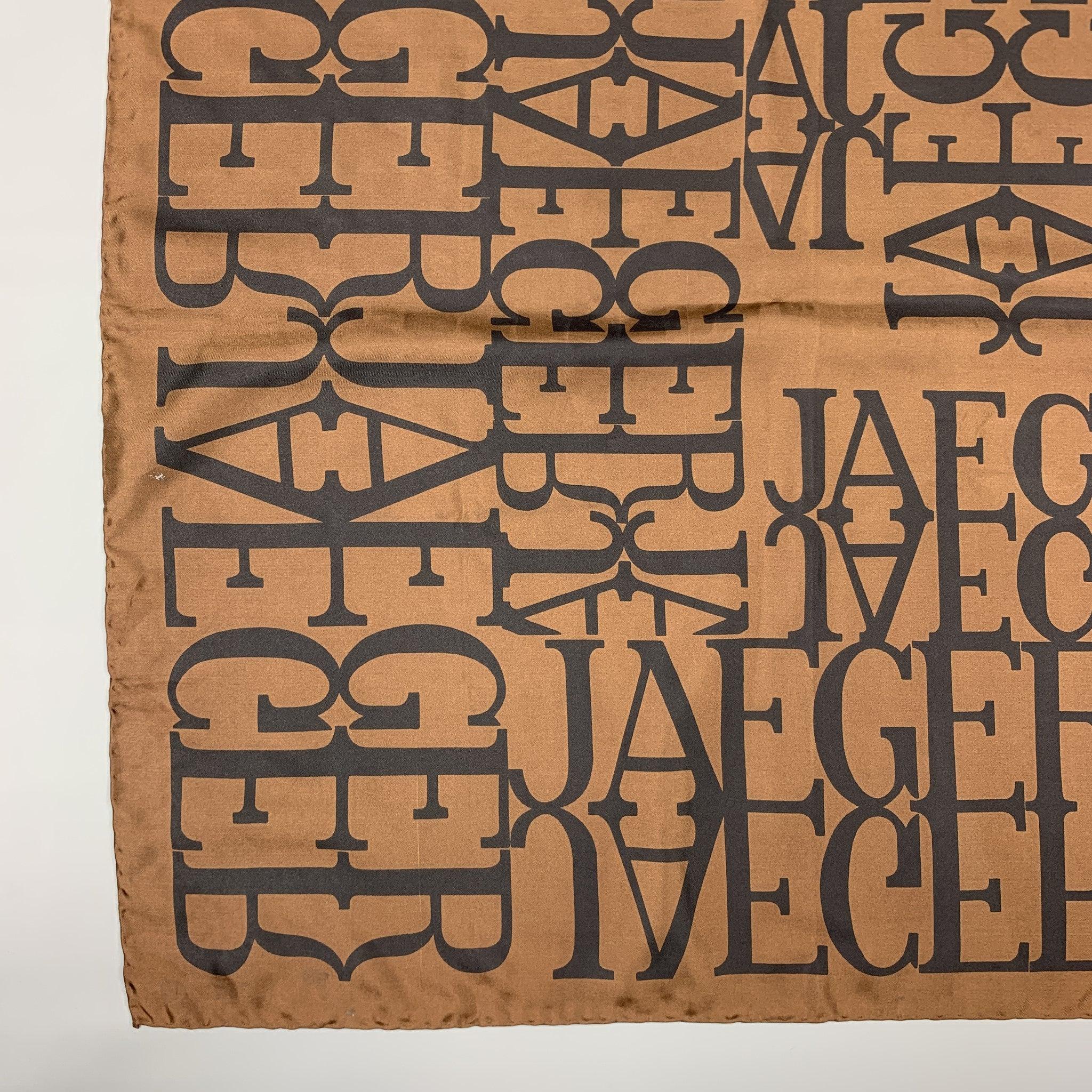 Men's JAEGER Brown & Black Print Silk Scarf For Sale