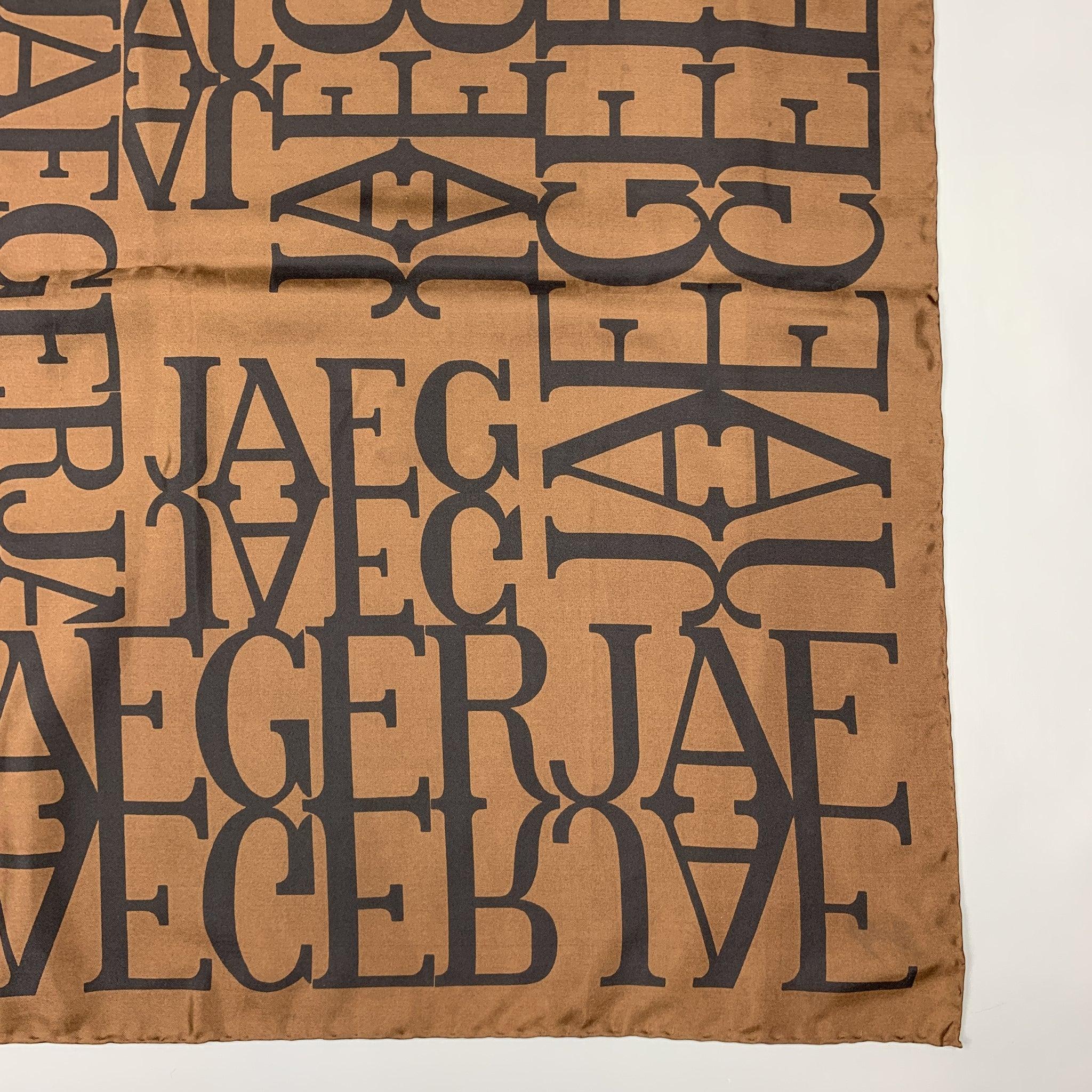 JAEGER Brown & Black Print Silk Scarf For Sale 2
