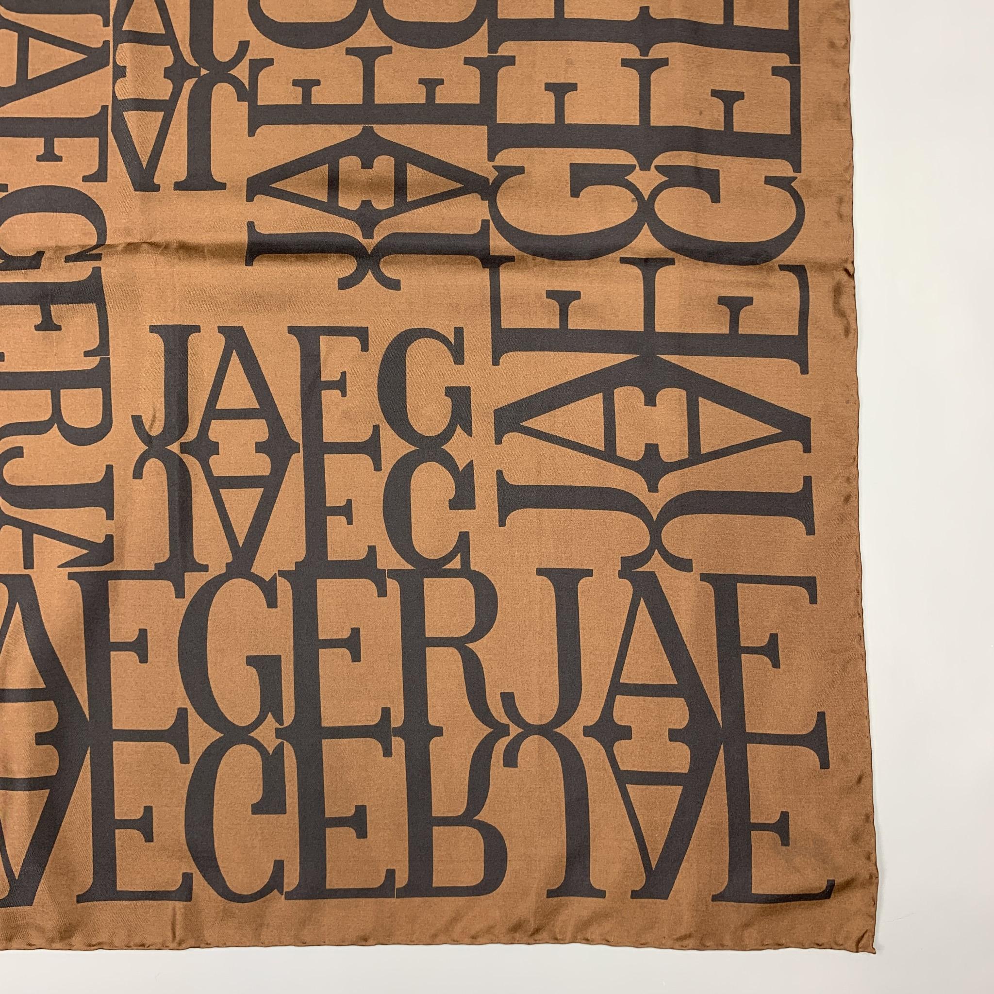 JAEGER Brown & Black Print Silk Scarf In Good Condition In San Francisco, CA