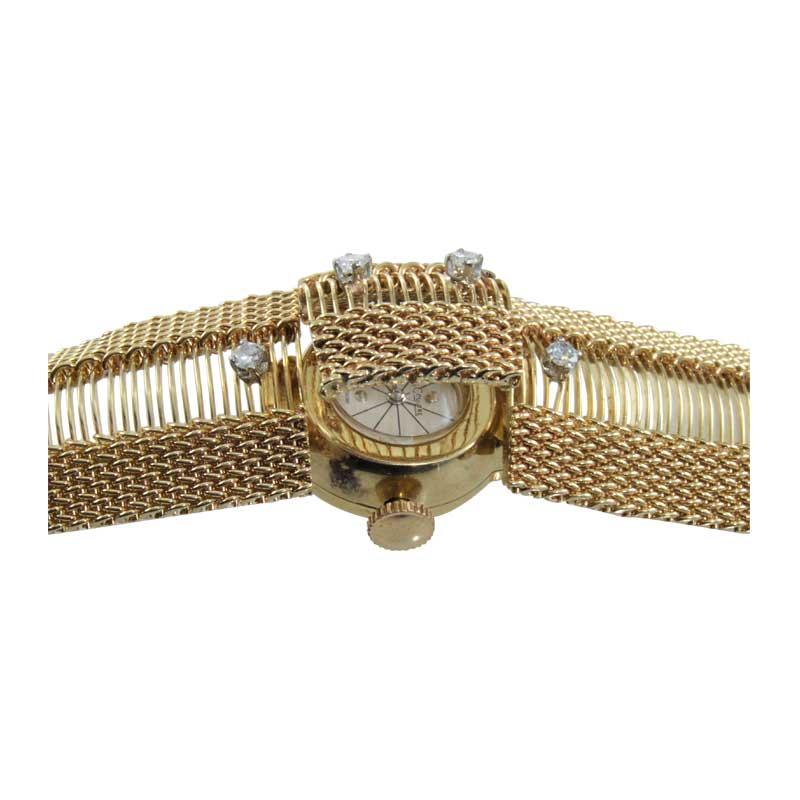 Jaeger-LeCoultre 14 Karat Solid Gold Midcentury Ladies Dress Bracelet Watch 3