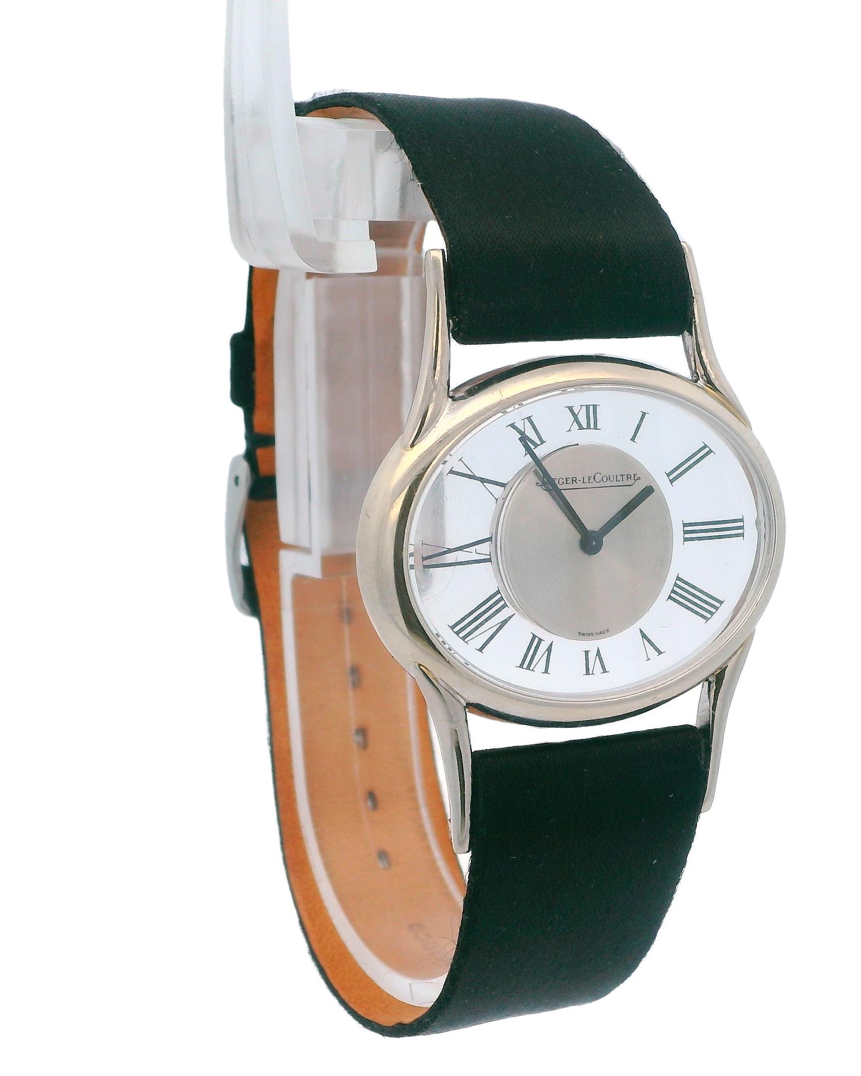 Jaeger Le-Coultre 17011 Mystery 18k White Gold W/Customized Strap & Buckle In Excellent Condition In Great Neck Plaza, NY