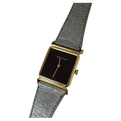 Jaeger Le-Coultre 18K Yellow Gold Square Manual Mens' Watch, c1980's, Black Dial