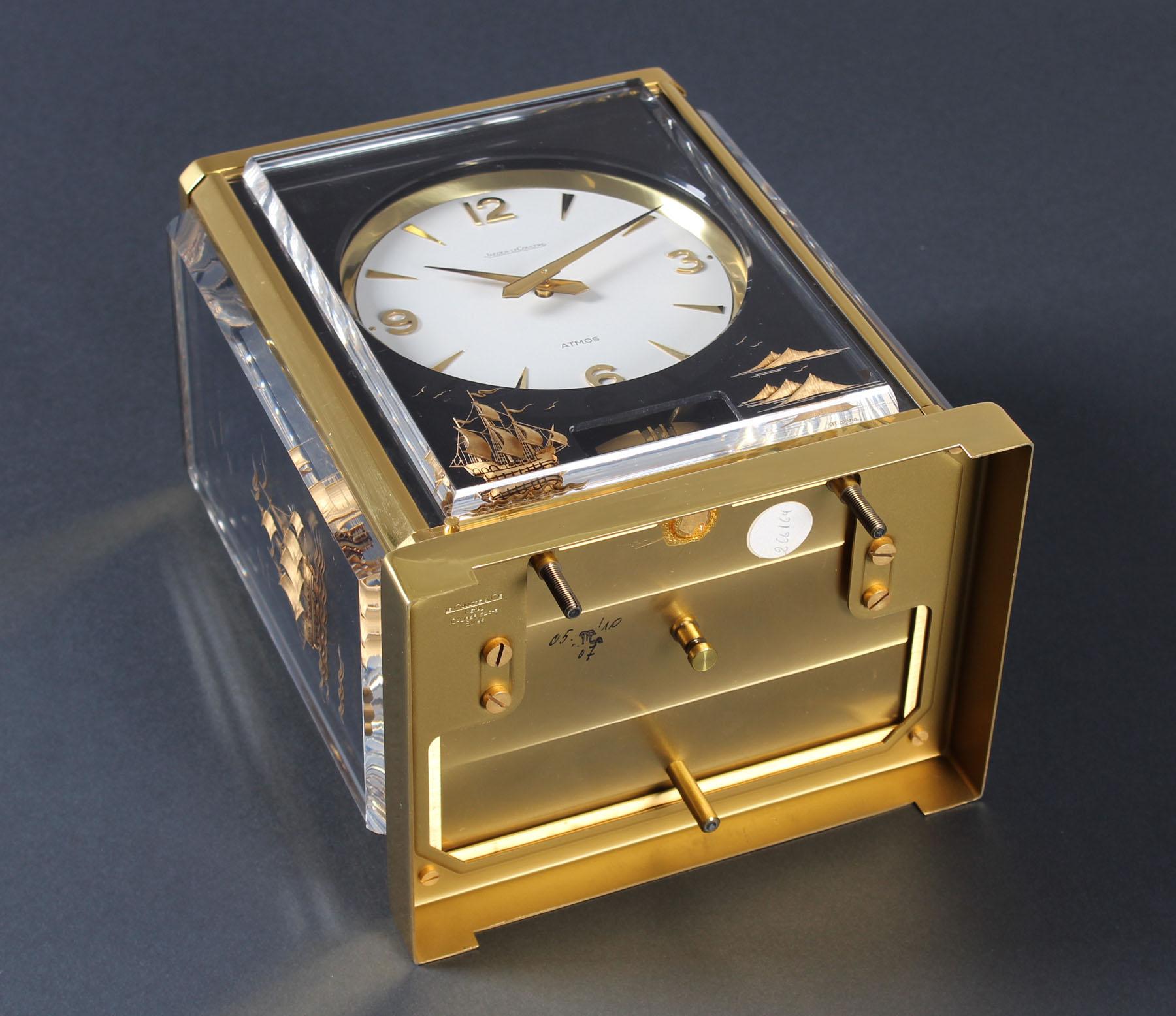 Brass Jaeger Le Coultre, Atmos Clock Cal. 526, Marina, Plexiglass Black from 1968
