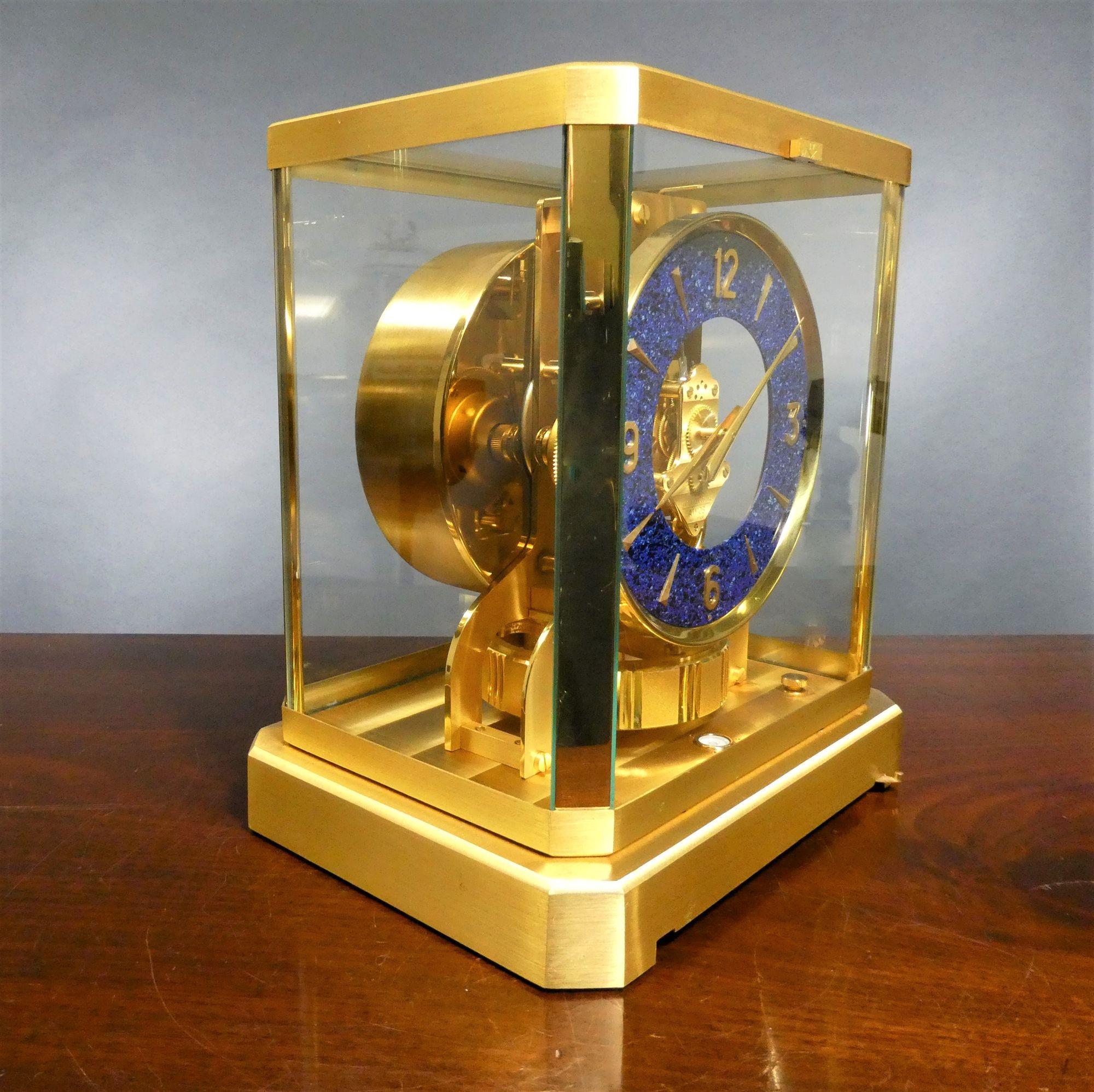 Swiss Jaeger-le-coultre Atmos Clock with Lapis Lazuli Dial For Sale