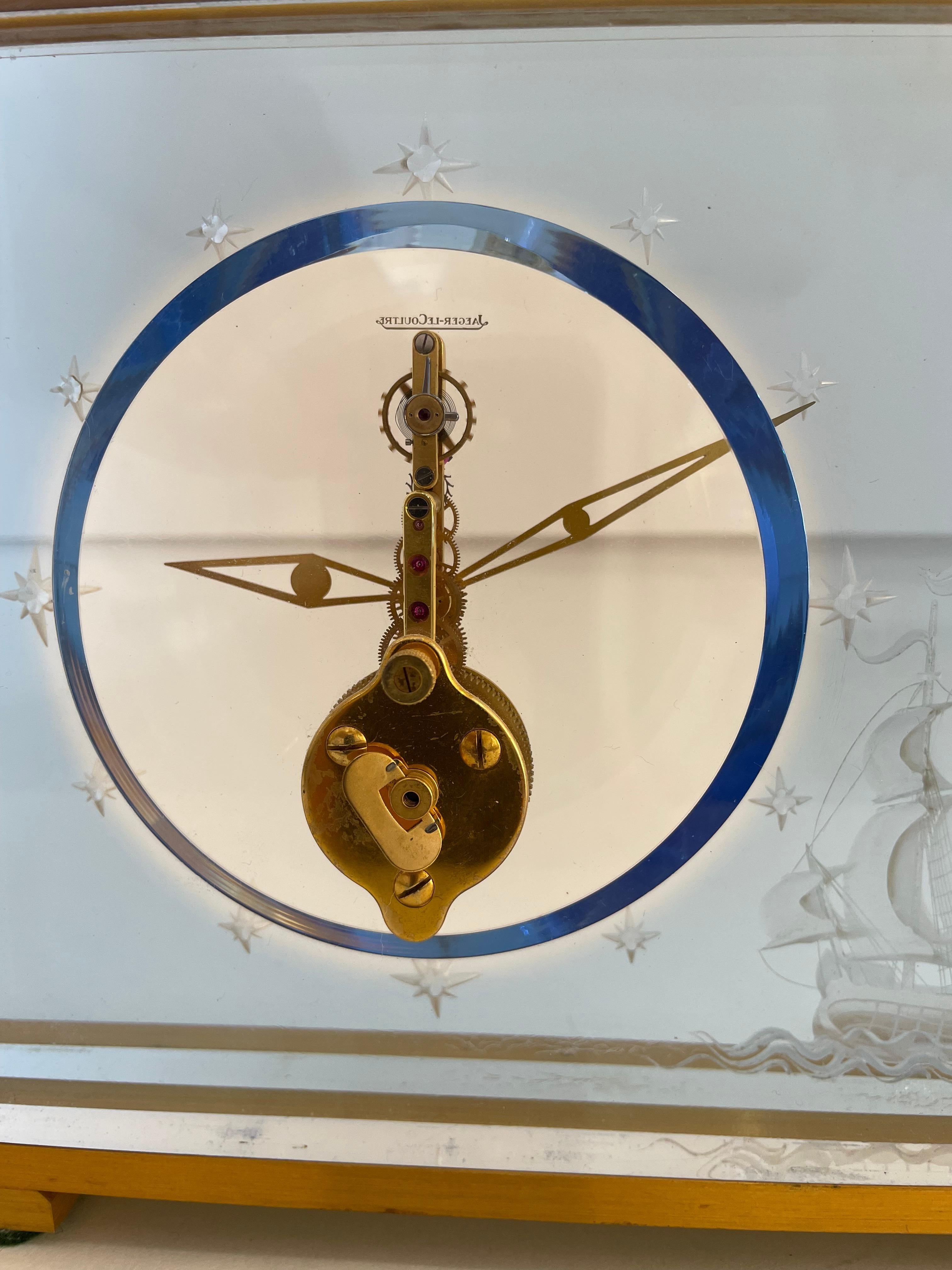 Bronze Jaeger Le Coultre Caravelle #36 Table Clock For Sale
