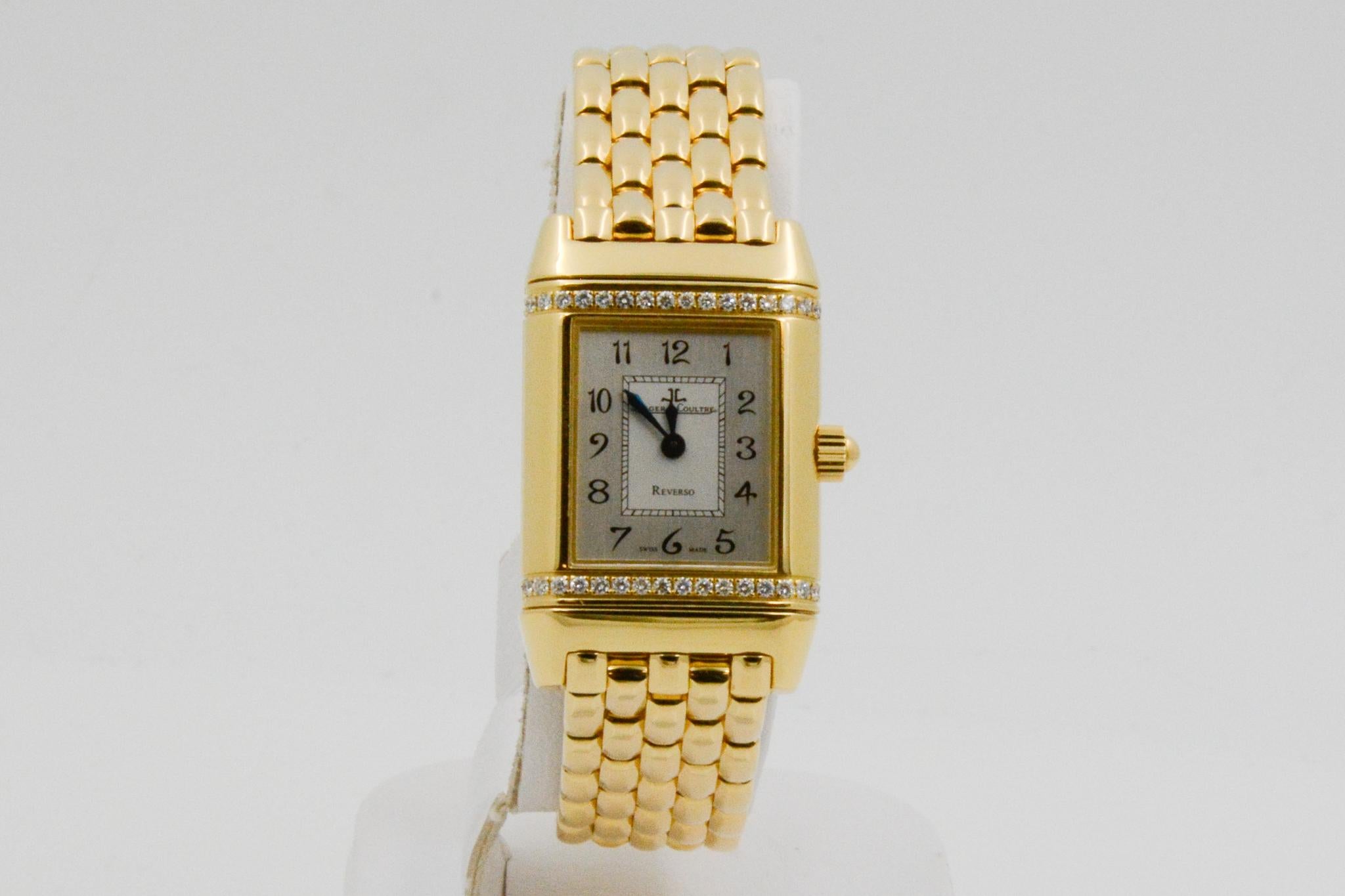 Jaeger Le-Coultre CPO Reverso
Model: Reverso 265.11.082
Movement: Quartz
Case Material: 18k yellow gold
Dial: Silver Arabic
Strap: 18k yellow gold
Circa 1997, box and papers