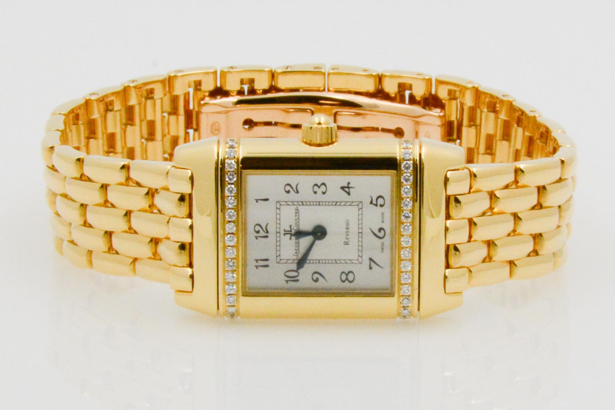Modern Jaeger Le-Coultre CPO Reverso 18 Karat Yellow Gold and Diamonds