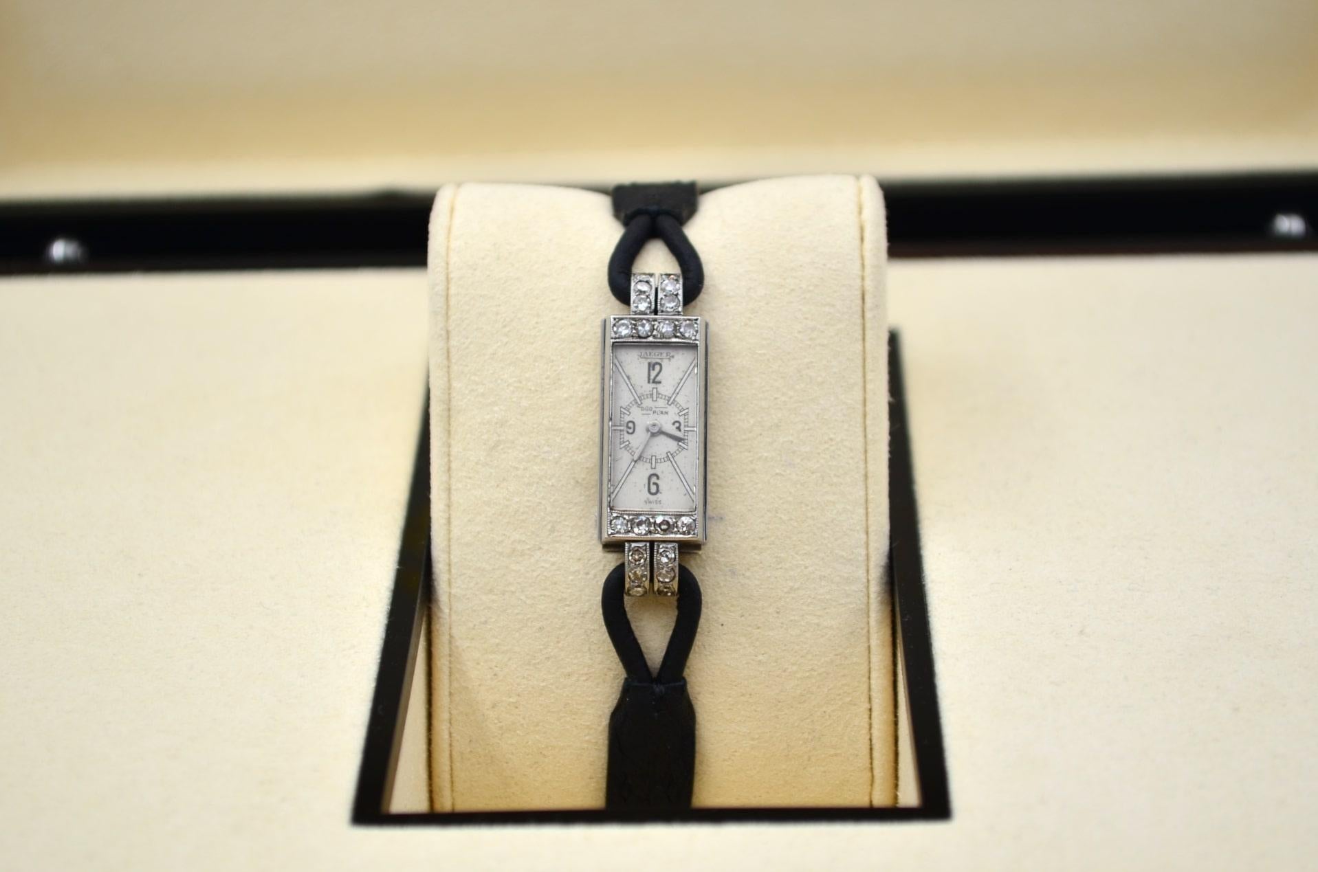 Brilliant Cut Jaeger Le-Coultre Duoplan Backwinder Ladies Diamonds 1930's Vintage