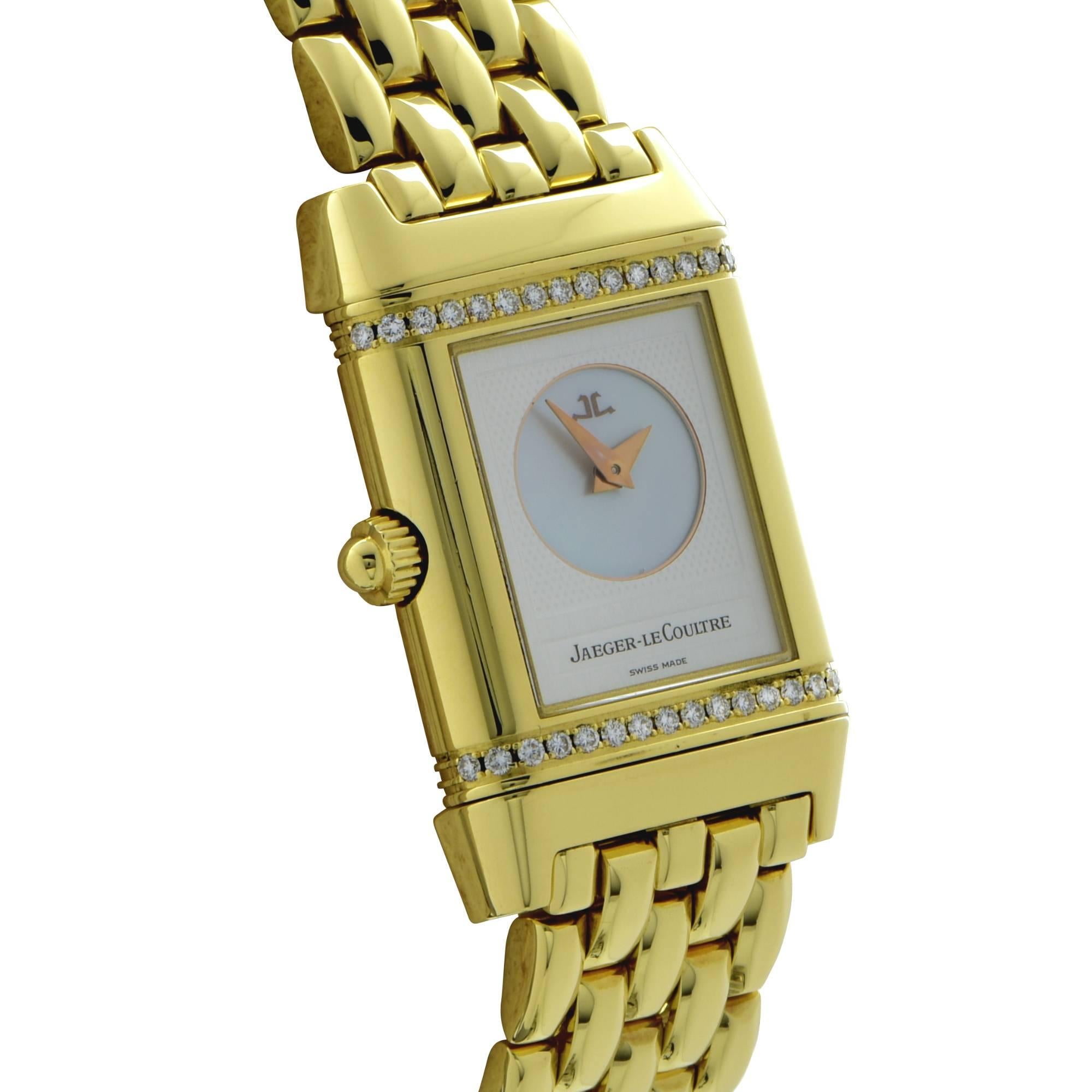 Round Cut Jaeger Le Coultre Ladies Yellow Gold Duetto Reverso Wristwatch