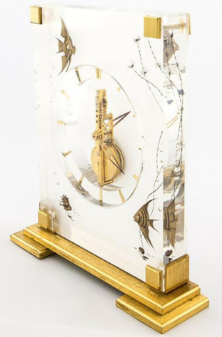 JaegerLeCoultre Marina Angel Fish Desk Clock, 1960s For Sale at 1stDibs