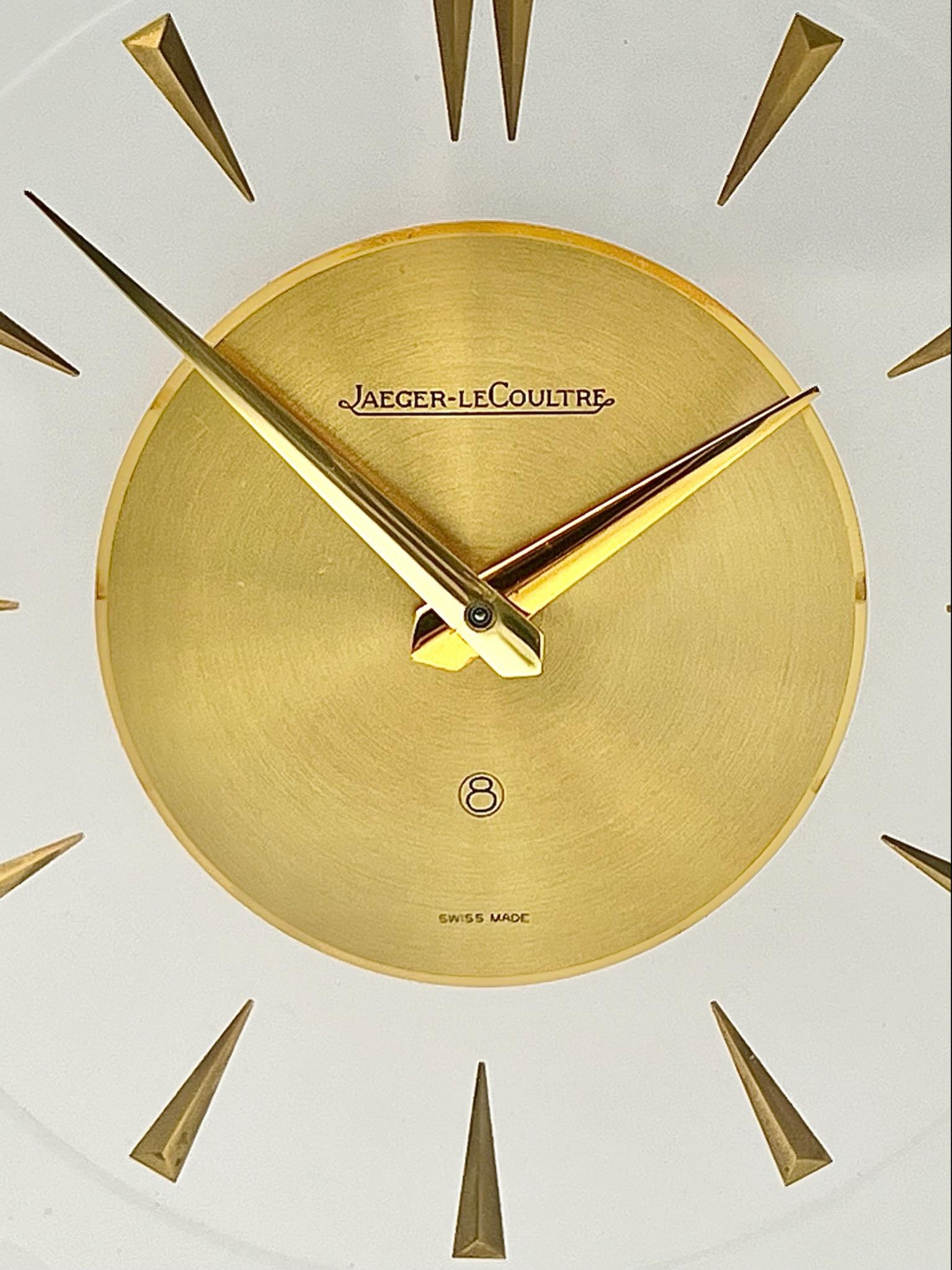 Jaeger Le-Coultre Mid Century Marina Brass and Glass Clock No. 487 2