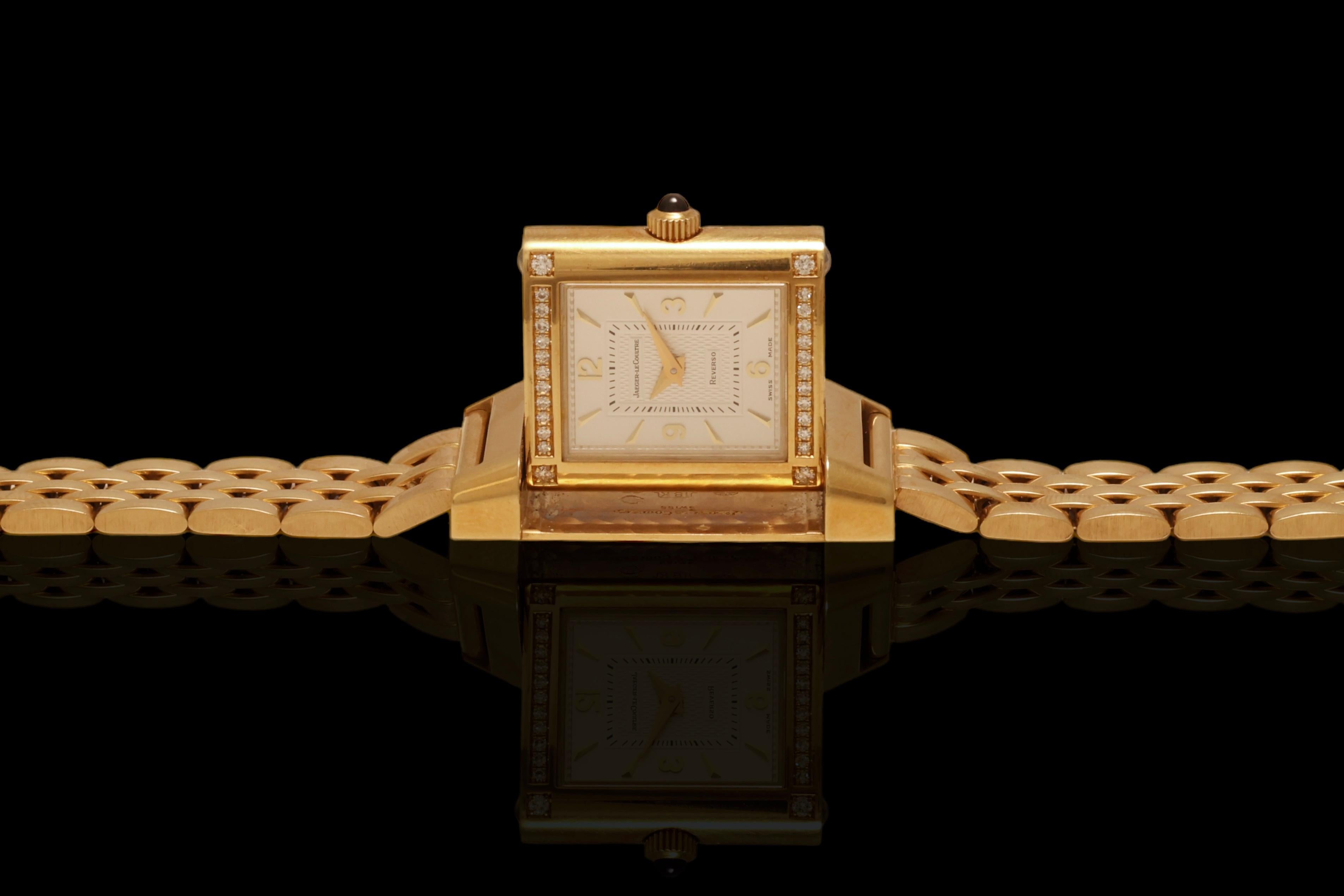 Jaeger Le Coultre Reverso Duetto Gold & Diamonds Manual WInding Wrist Watch 4