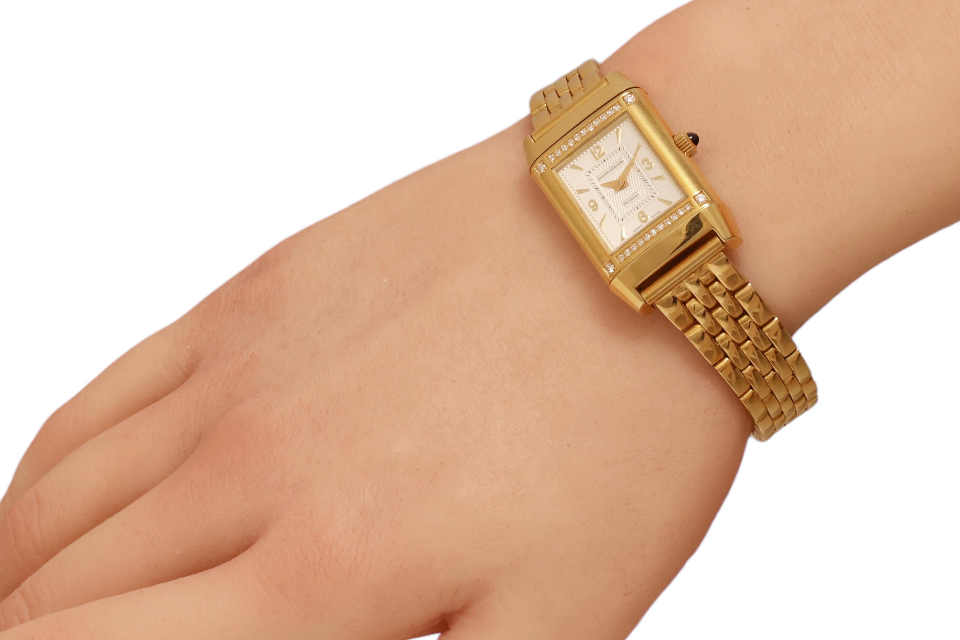 Jaeger Le Coultre Reverso Duetto Gold & Diamonds Manual WInding Wrist Watch 7