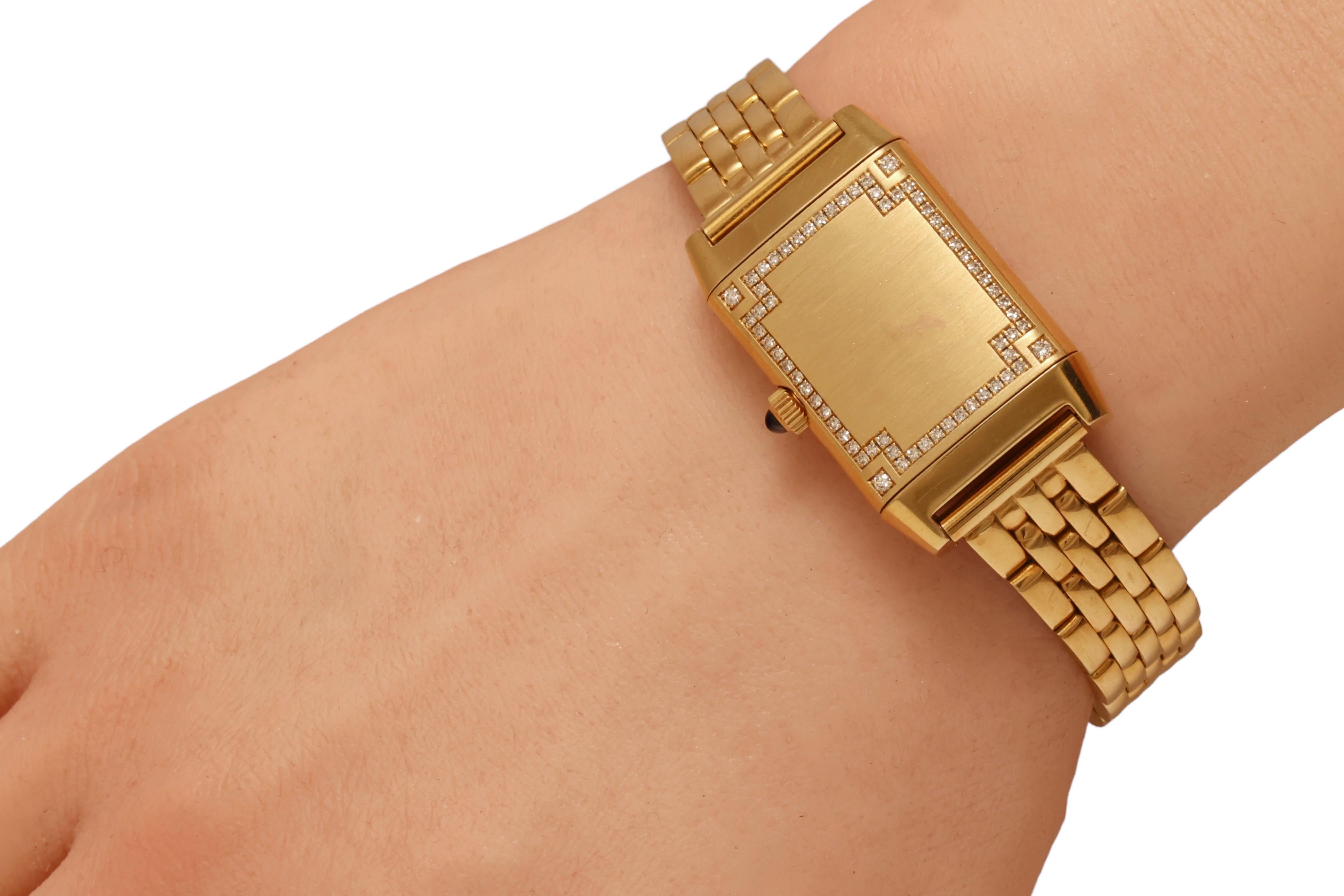 Jaeger Le Coultre Reverso Duetto Gold & Diamonds Manual WInding Wrist Watch 8