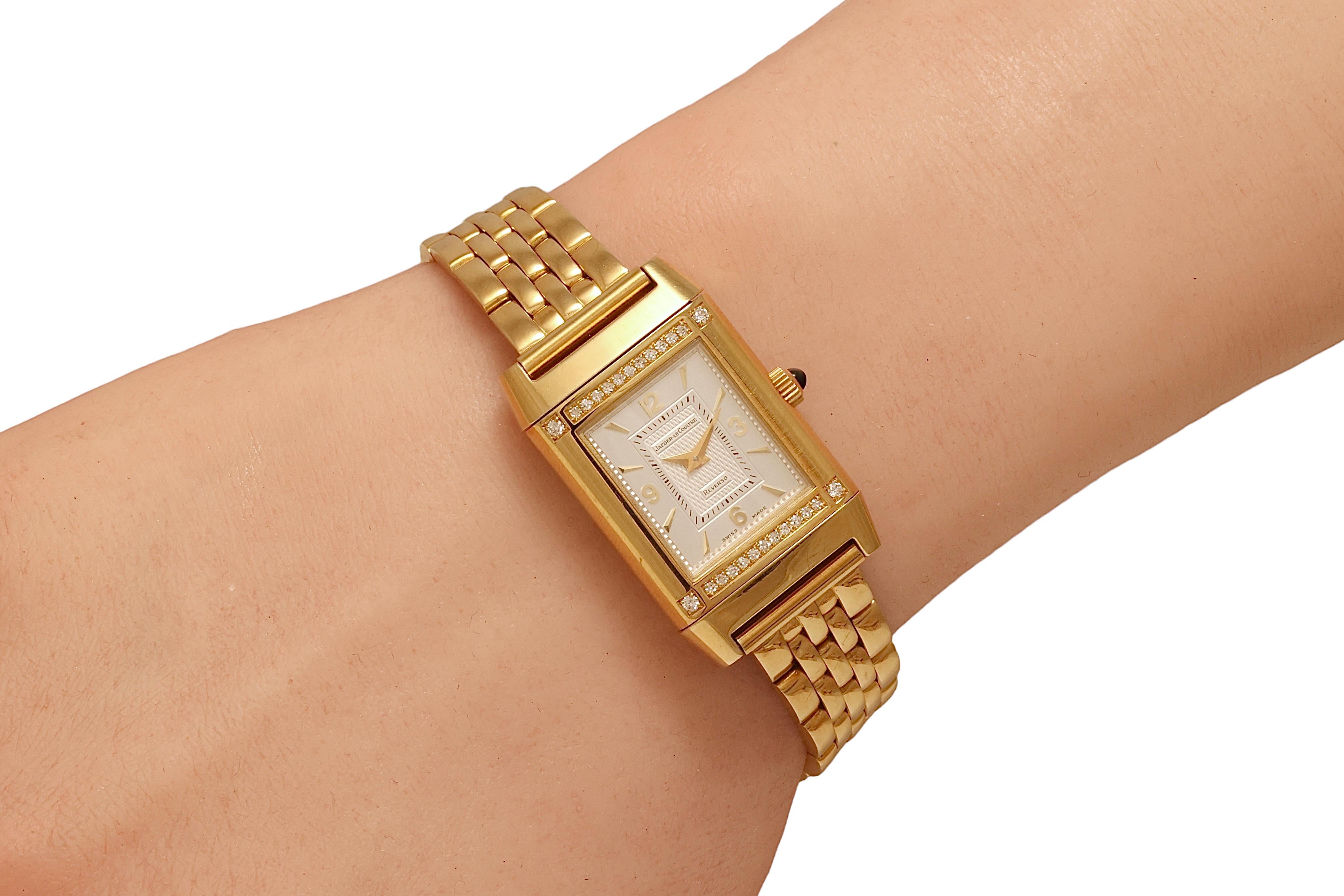 Jaeger Le Coultre Reverso Duetto Gold & Diamonds Manual WInding Wrist Watch 9