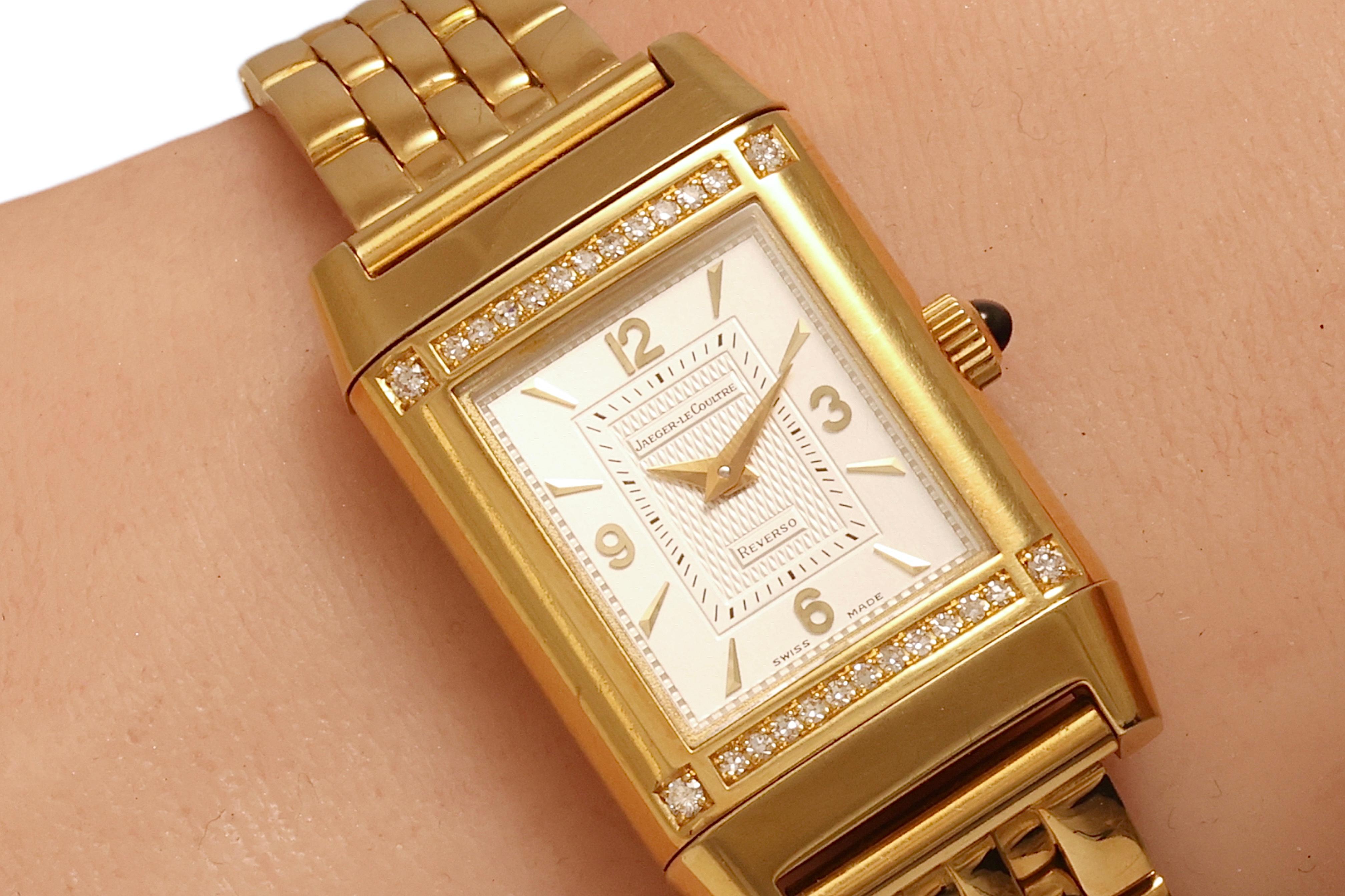 Jaeger Le Coultre Reverso Duetto Gold & Diamonds Manual WInding Wrist Watch 10
