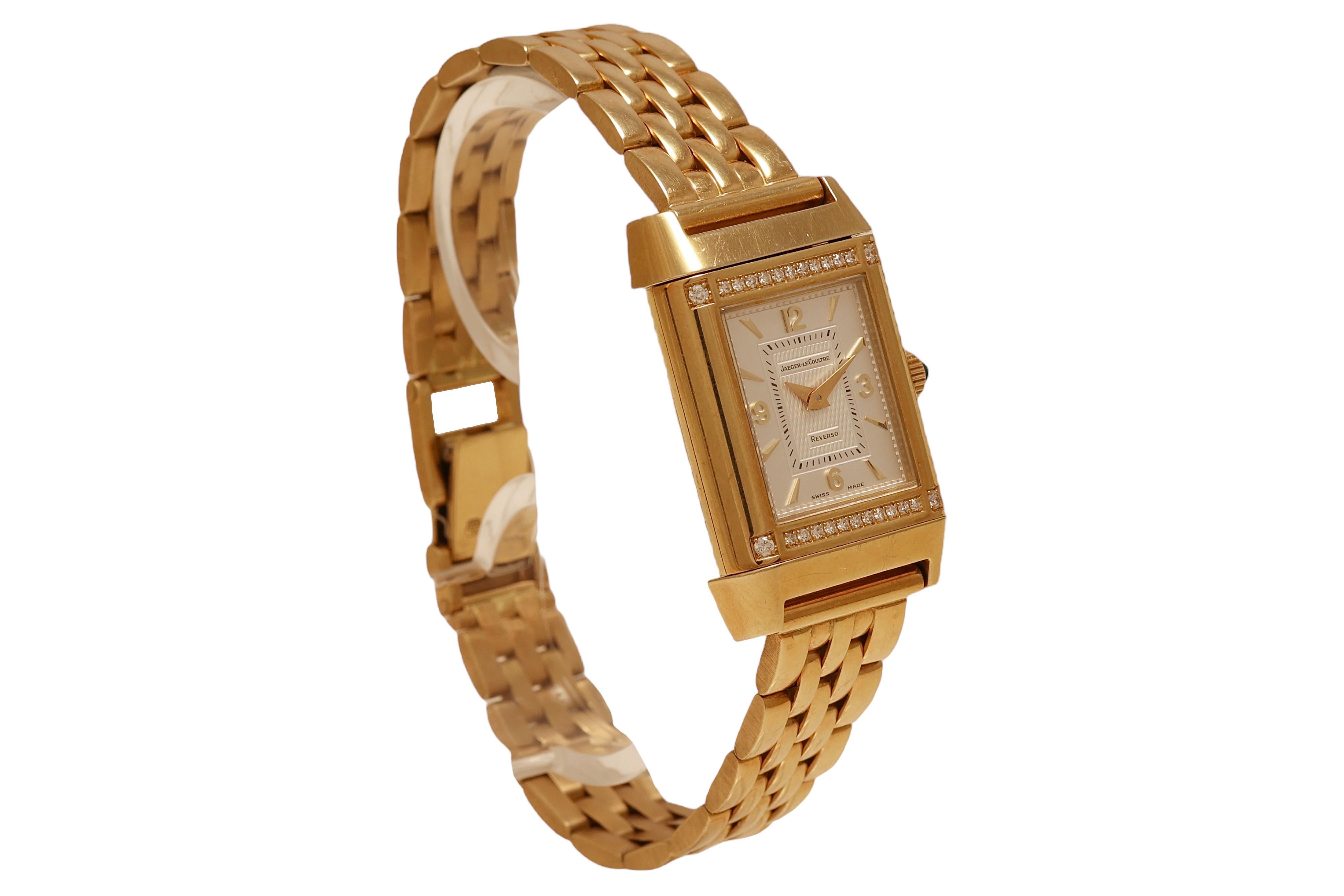 Jaeger Le Coultre Reverso Duetto Gold & Diamonds Manual WInding Wrist Watch In Excellent Condition In Antwerp, BE
