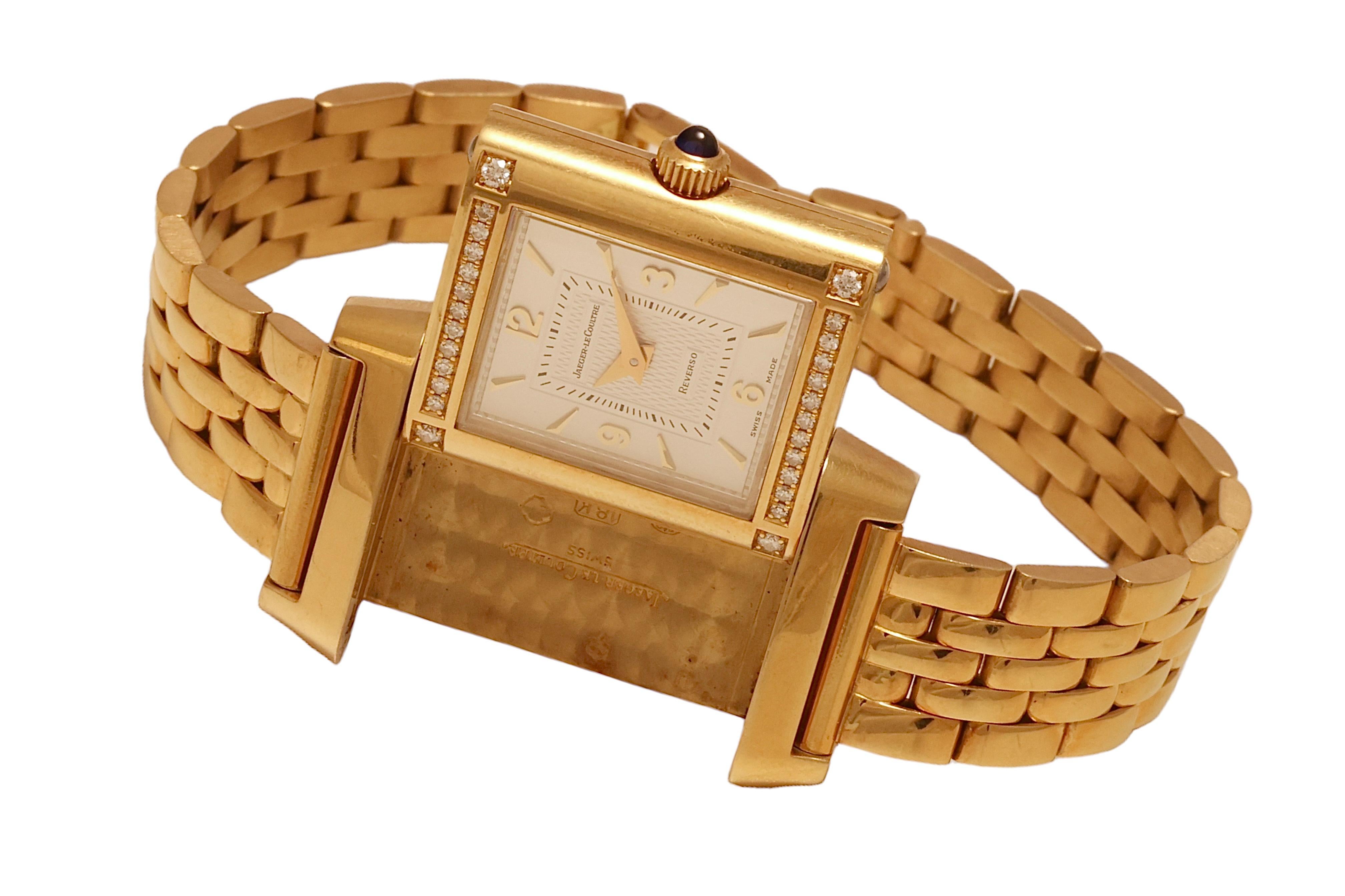 Jaeger Le Coultre Reverso Duetto Gold & Diamonds Manual WInding Wrist Watch 1