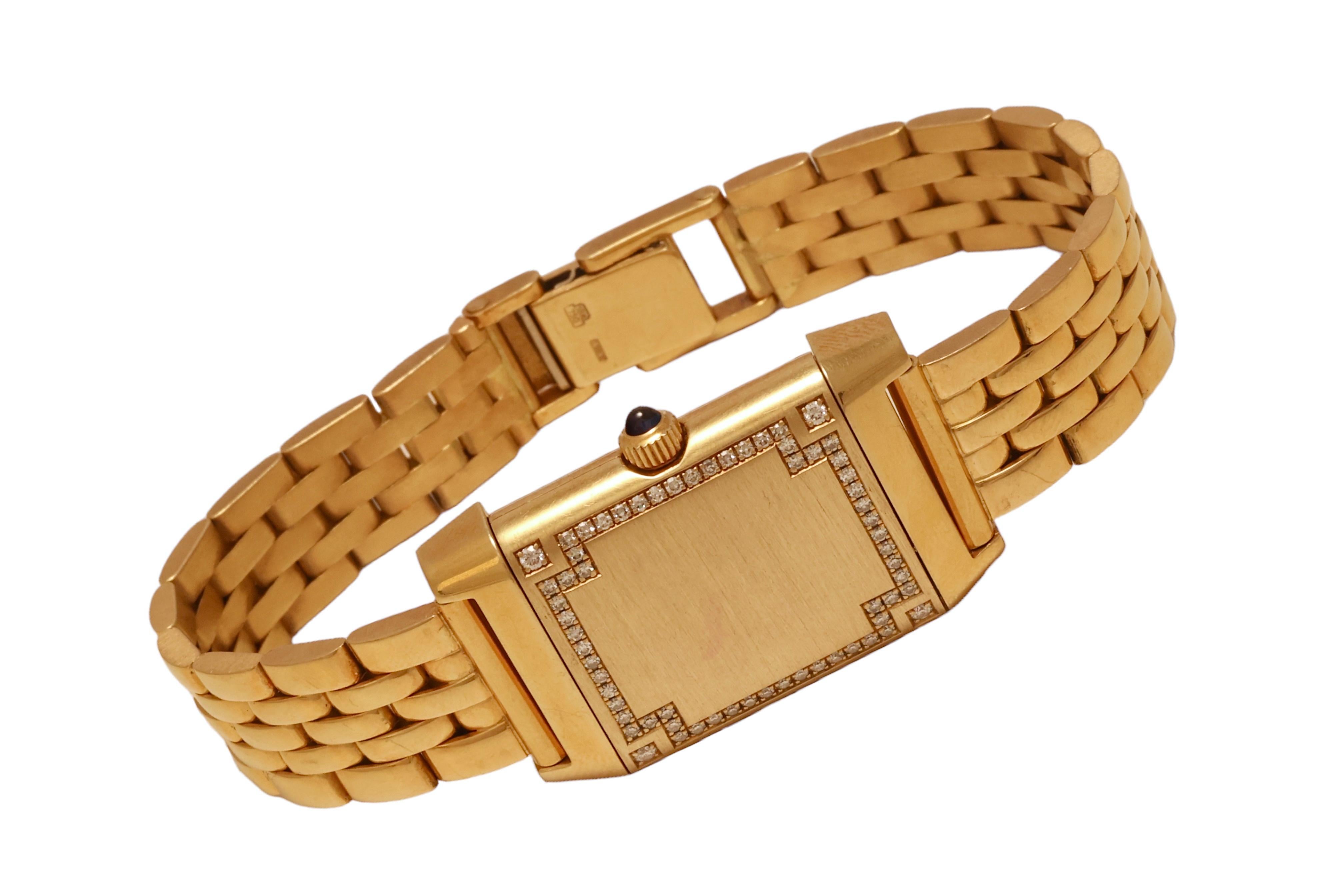 Jaeger Le Coultre Reverso Duetto Gold & Diamonds Manual WInding Wrist Watch 2