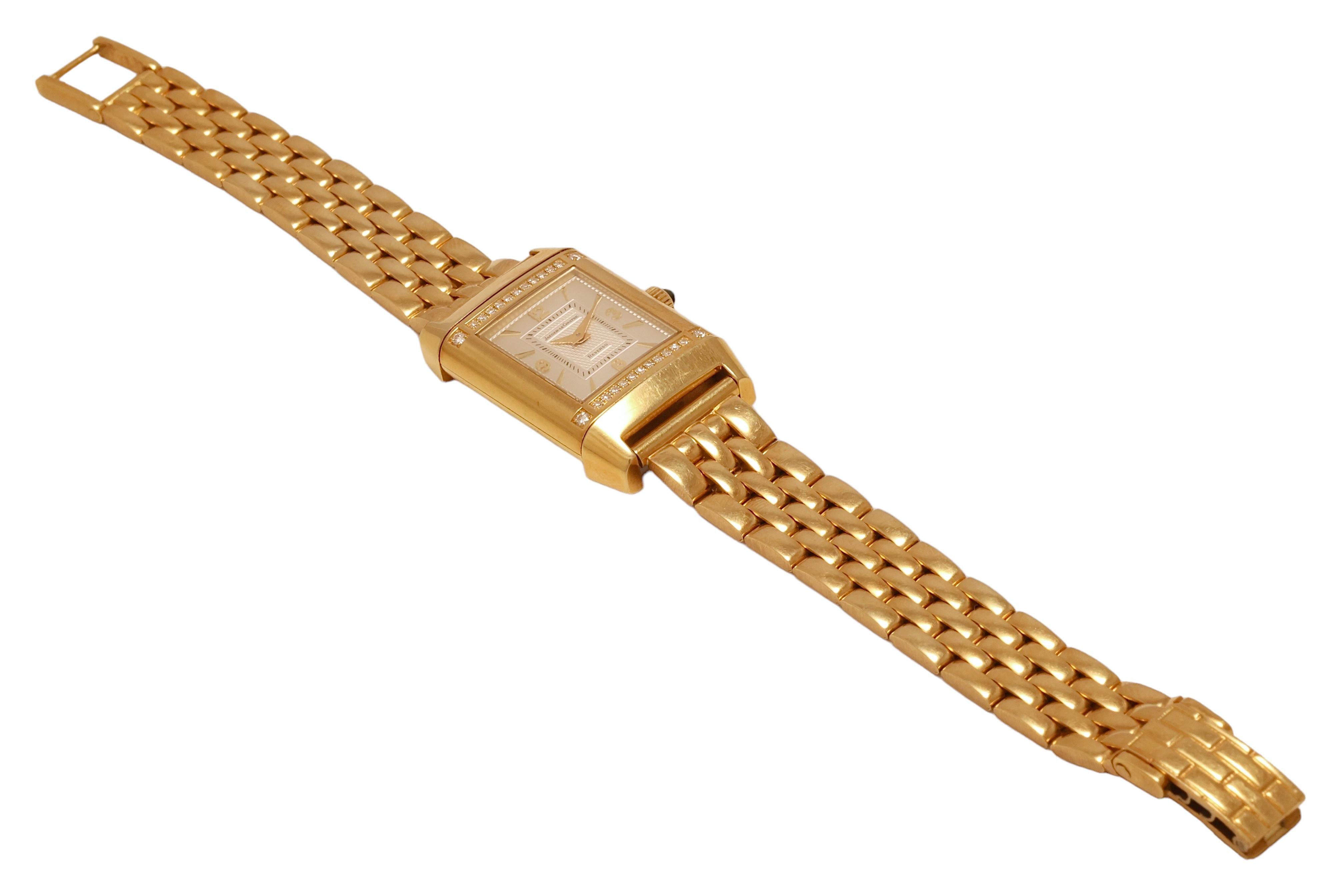 Jaeger Le Coultre Reverso Duetto Gold & Diamonds Manual WInding Wrist Watch 3
