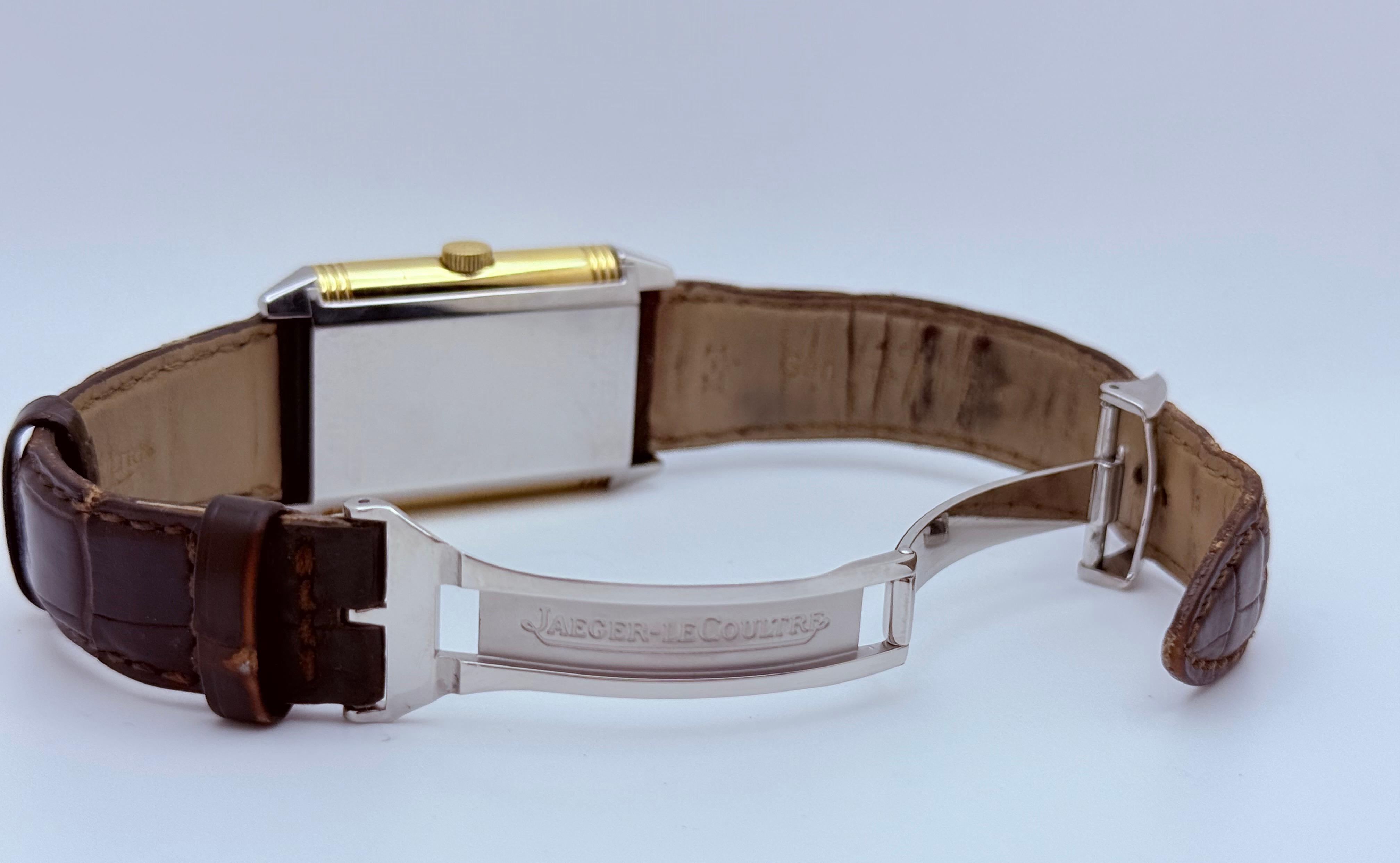 Jaeger Le Coultre Reverso Q2705420 Grande Taille SIlver Dial 18k Gold Steel en vente 7