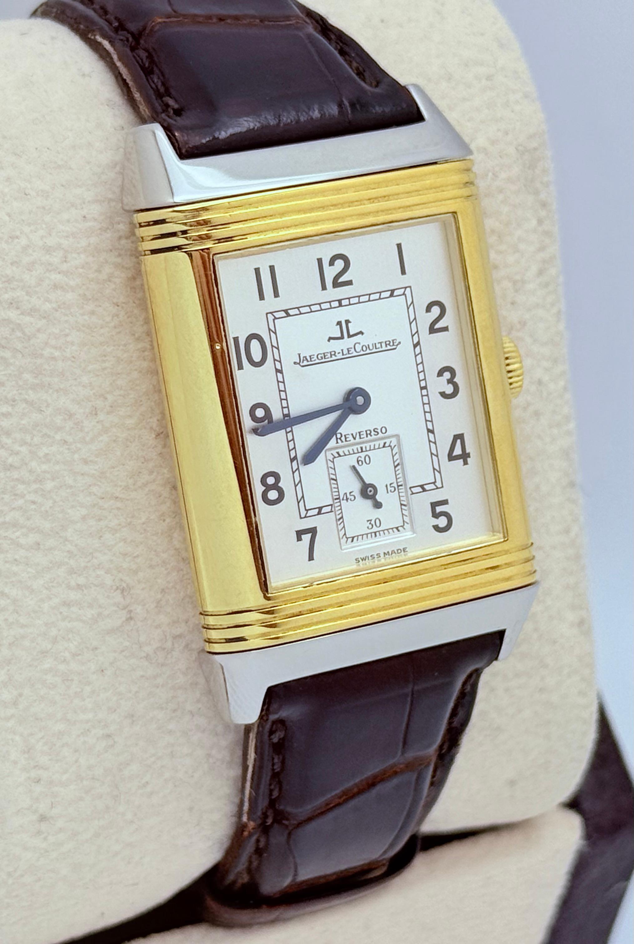 Jaeger Le Coultre Reverso Q2705420 Grande Taille SIlver Dial 18k Gold Steel Bon état - En vente à San Diego, CA