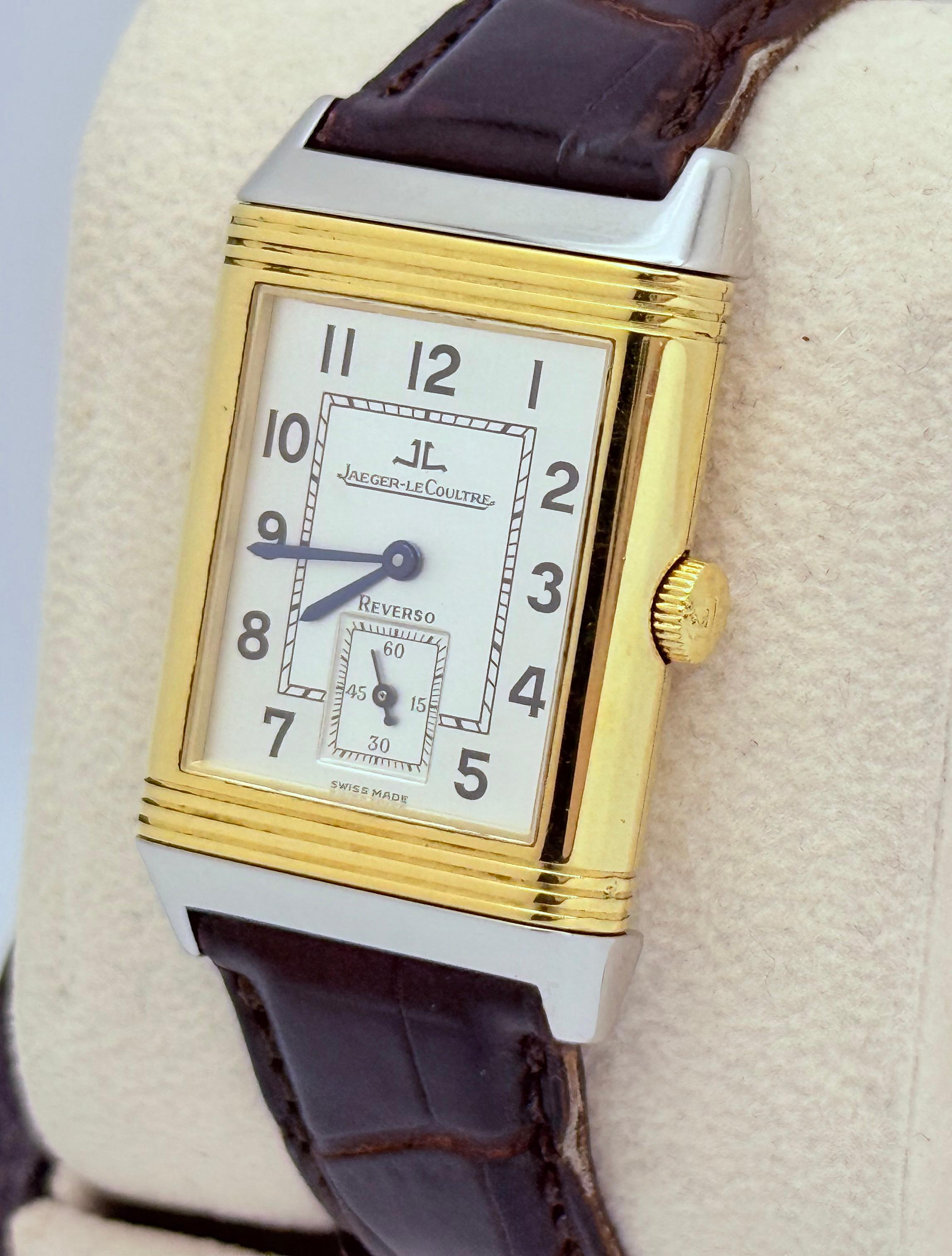 Jaeger Le Coultre Reverso Q2705420 Grande Taille SIlver Dial 18k Gold Steel Unisexe en vente