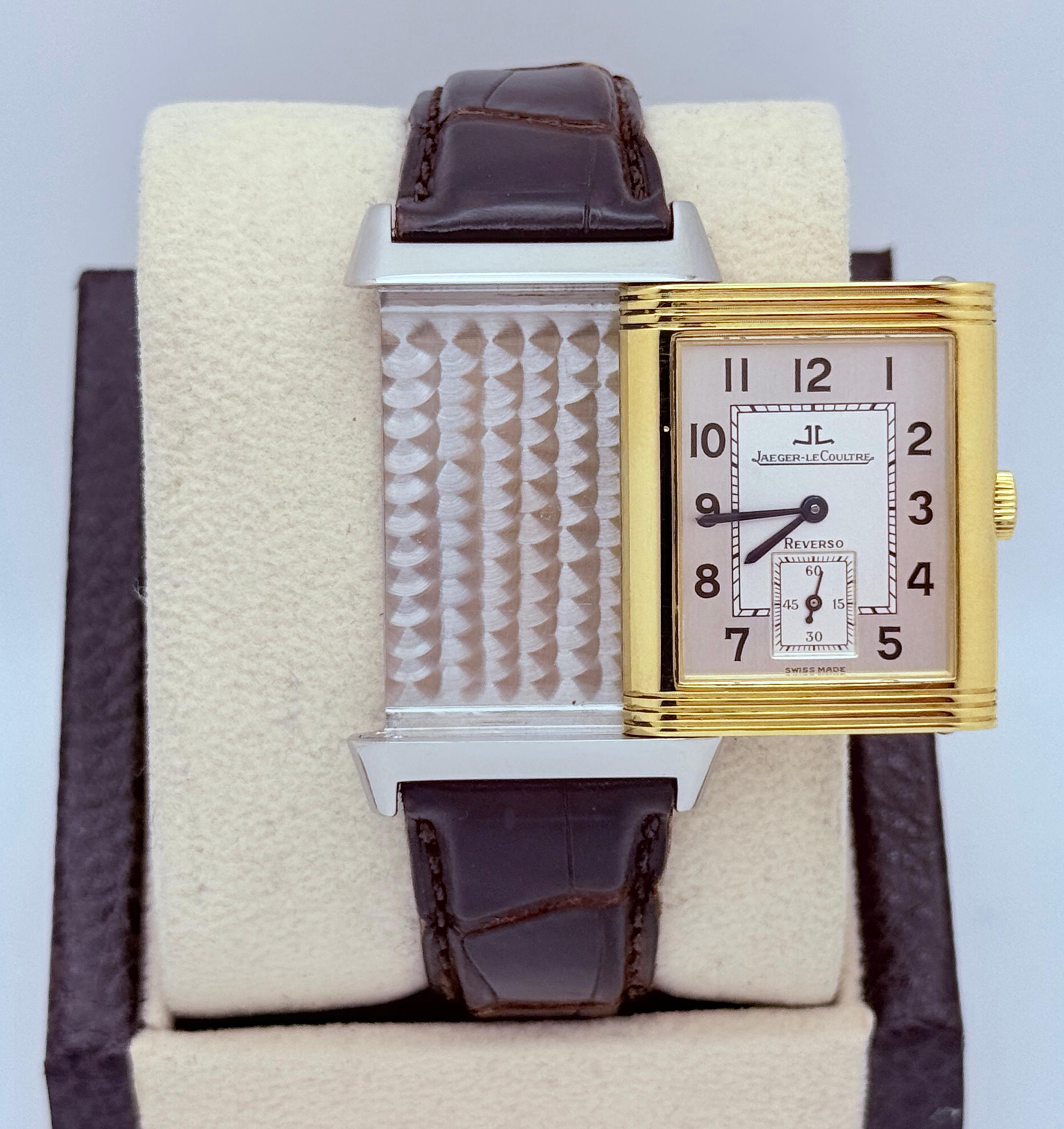 Jaeger Le Coultre Reverso Q2705420 Grande Taille SIlver Dial 18k Gold Steel en vente 4