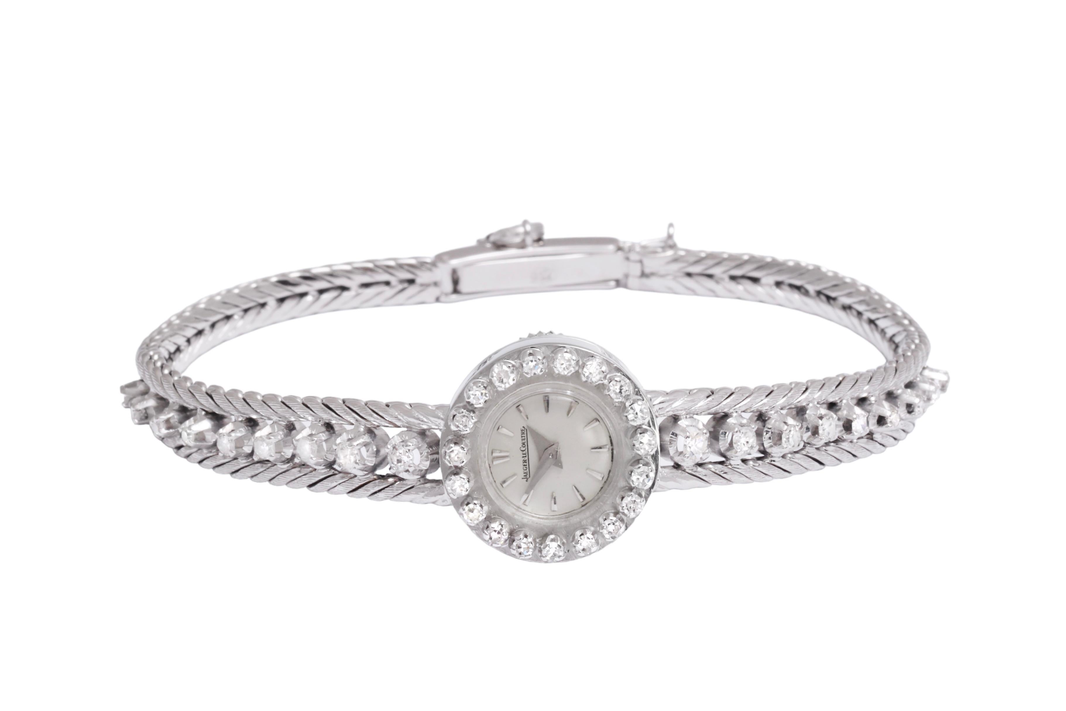 Women's Jaeger Le Coultre Solid 18 kt Gold Diamonds Collectors Backwinder Wrist Watch