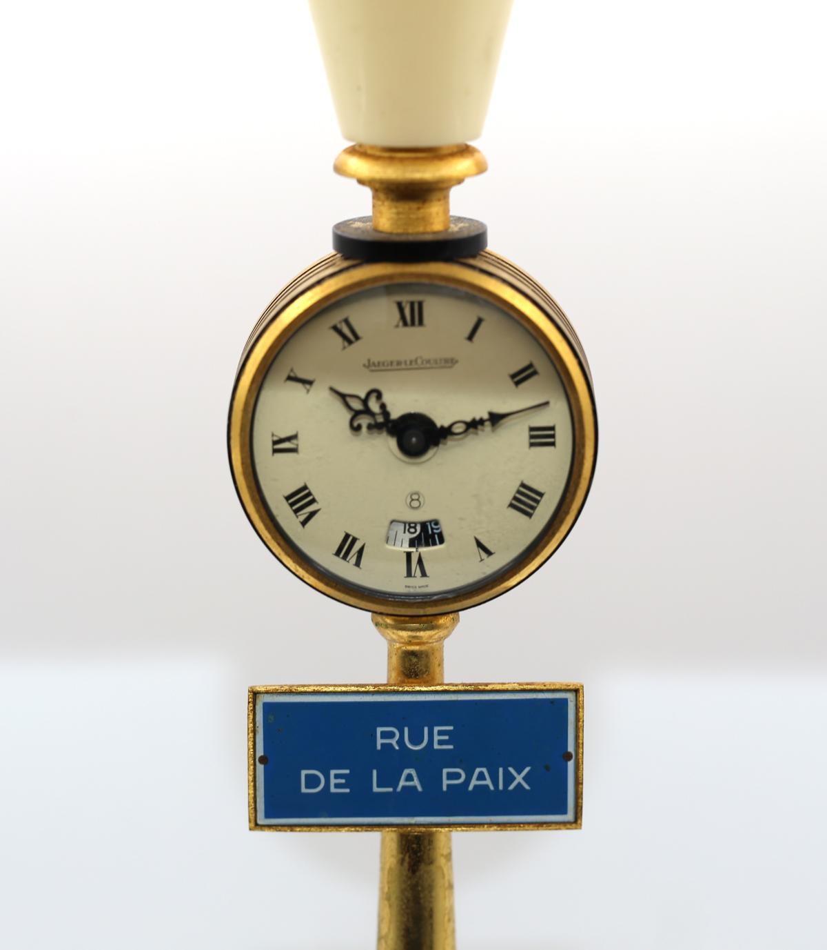 Jaeger Le Coultre Table Alarm Clock Paris Lamp Post Rue De La Paix, 1960 In Good Condition For Sale In Herzelia, Tel Aviv