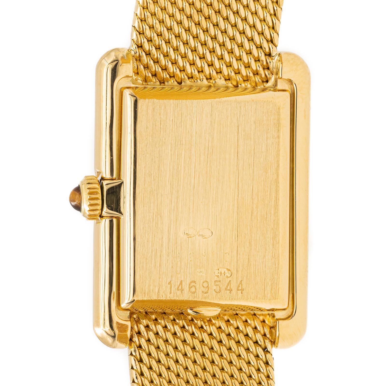 Jaeger Le Coultre Watch Yellow Goldtiger's Eye In Excellent Condition For Sale In PARIS, FR