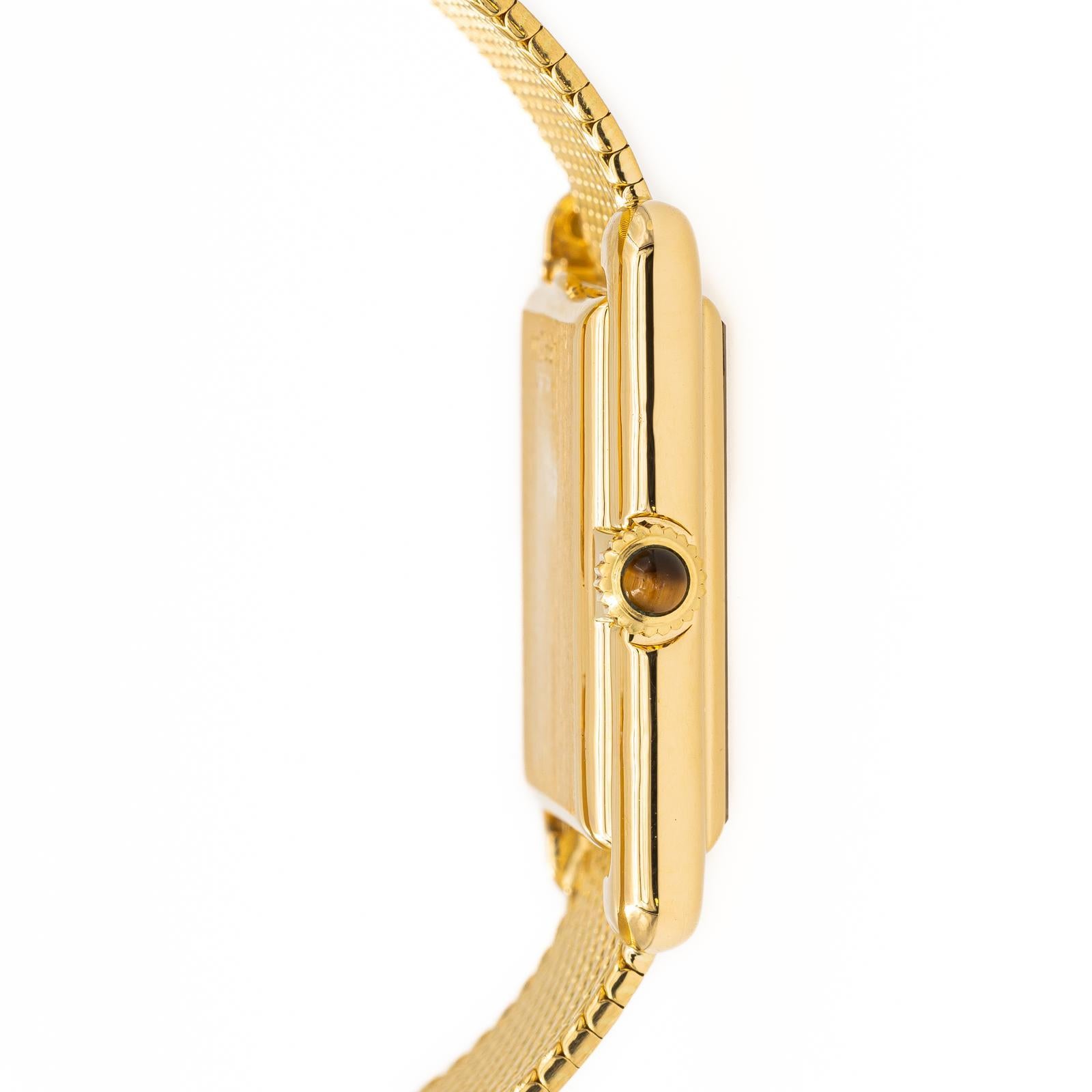 Women's Jaeger Le Coultre Watch Yellow Goldtiger's Eye For Sale