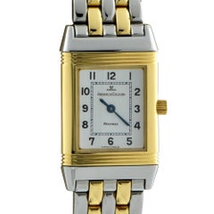 Jaeger Le Coultre Yellow Gold Stainless Steel Reverso Manual Wristwatch