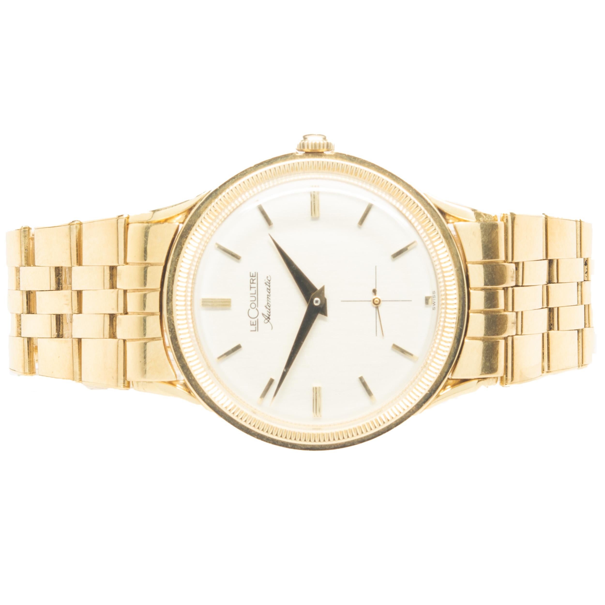 Movement: manual
Function: hours, minutes, seconds
Case: 36mm round case, smooth bezel
Dial: white stick
Band: 14K yellow gold stretch link bracelet, integrated clasp 
Serial #: 11585XXX
  
No box or papers included
Guaranteed to be authentic by