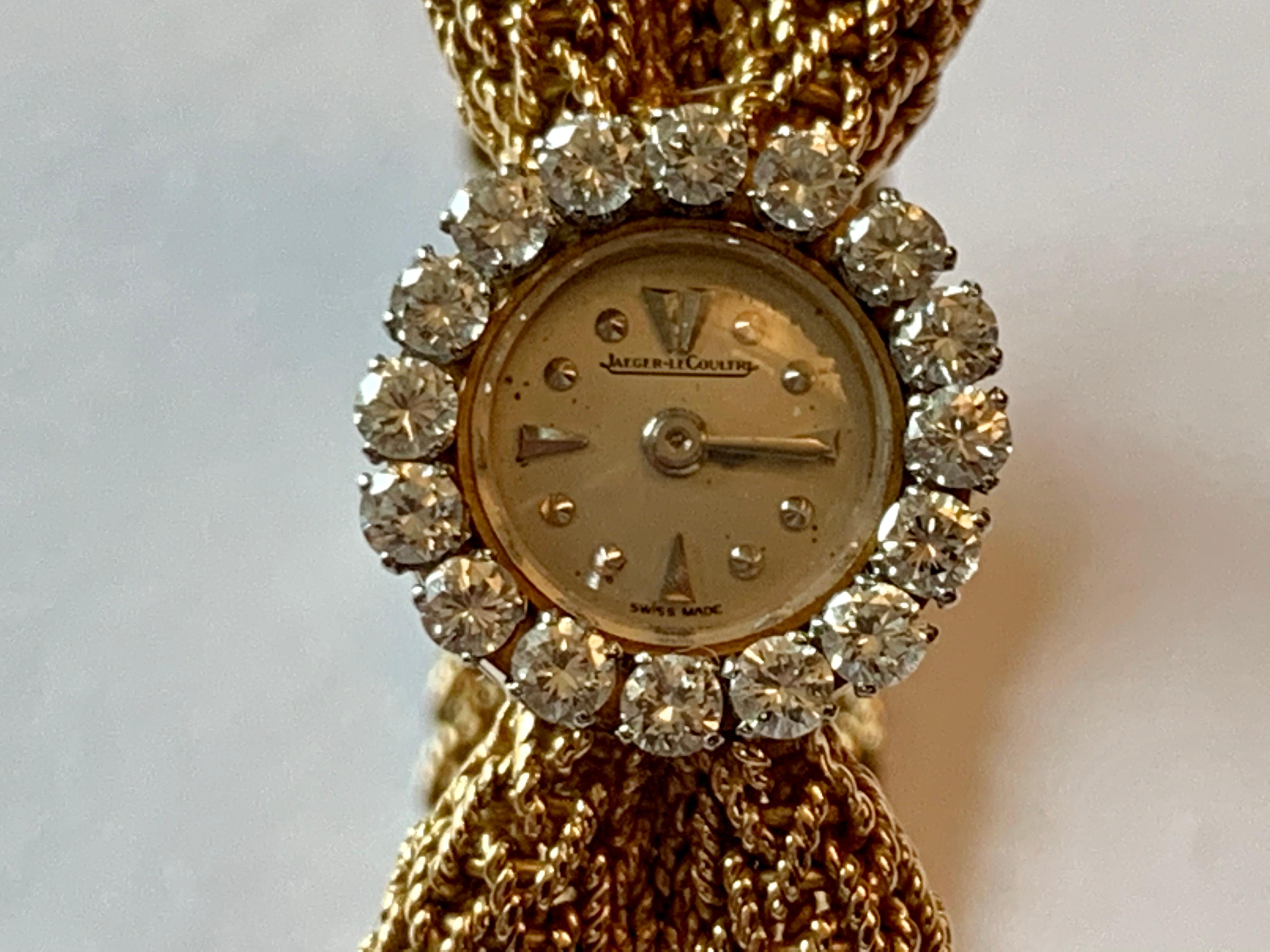 Post-War Jaeger-LeCoultre 18 Karat Gold and Diamonds Midcentury Ladies Dress Watch