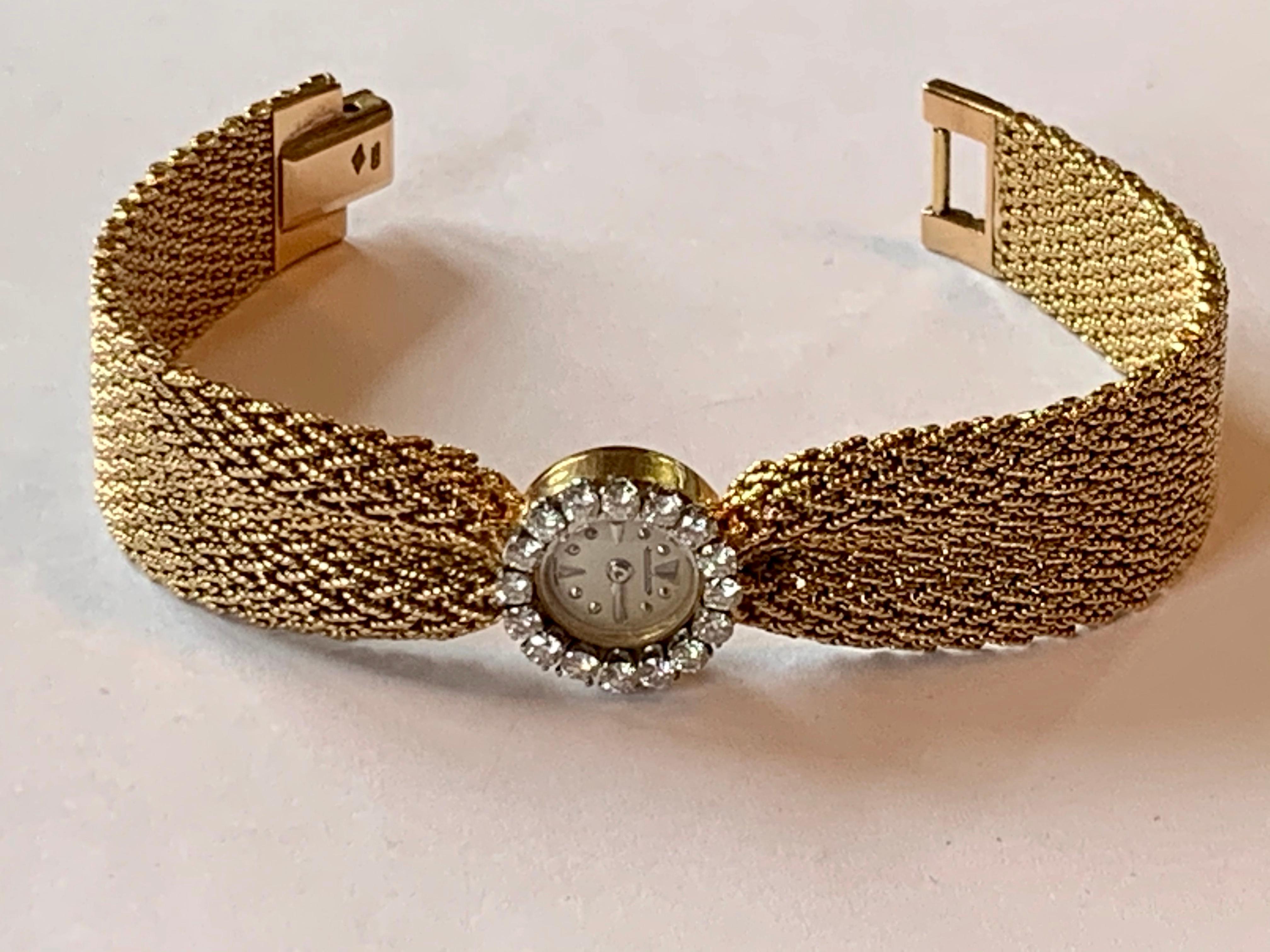 Jaeger-LeCoultre 18 Karat Gold and Diamonds Midcentury Ladies Dress Watch 3