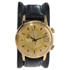 Jaeger LeCoultre 18 Karat, New Condition Full Size Memovox circa 1960s-1970s