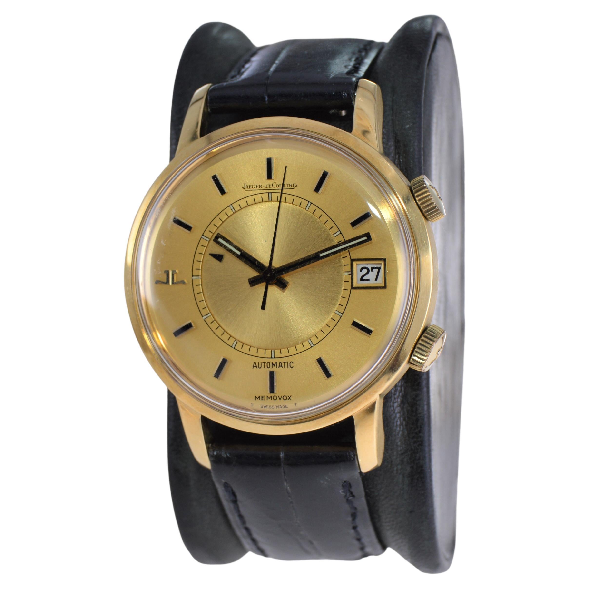 Jaeger-LeCoultre 18 Karat, Neuer Zustand Vollformat Memovox ca. 1960-1970er Jahre für Damen oder Herren im Angebot