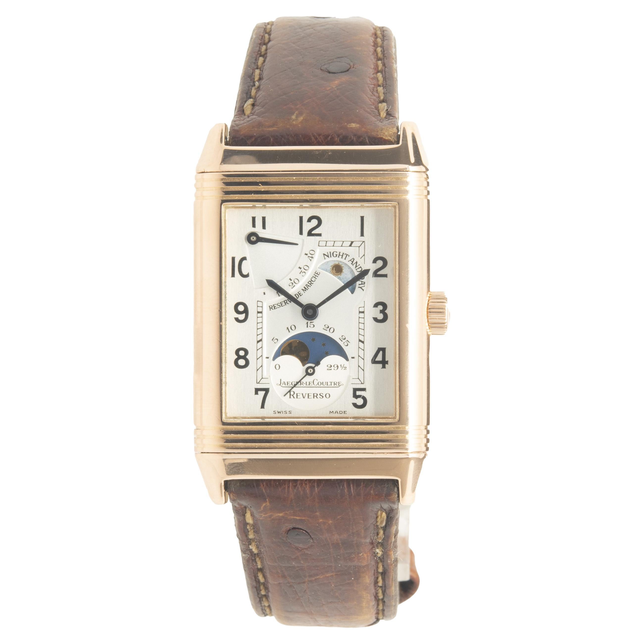 Jaeger-LeCoultre 18 Karat Rose Gold Reverso Sun Moon Night Day Manual