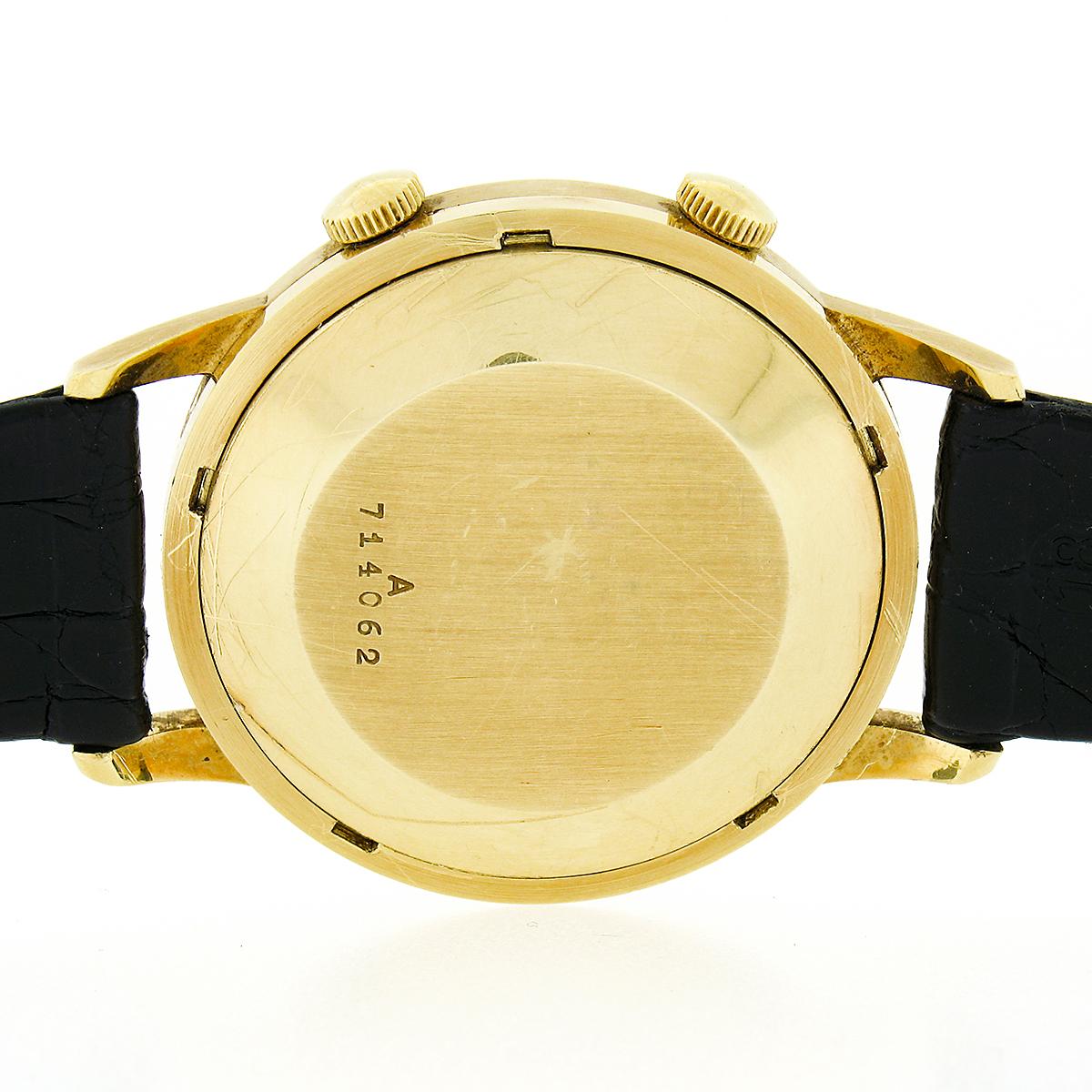 Jaeger LeCoultre 18k Gold Memovox Automatic 37mm Mechanical Alarm Wrist Watch For Sale 1