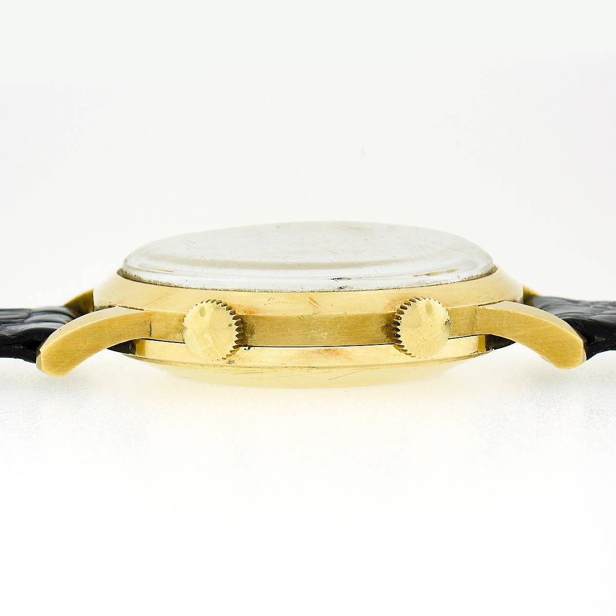 Jaeger LeCoultre 18k Gold Memovox Automatic 37mm Mechanical Alarm Wrist Watch For Sale 2