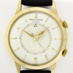 Jaeger LeCoultre 18k Gold Memovox Automatic 37mm Mechanical Alarm Wrist Watch