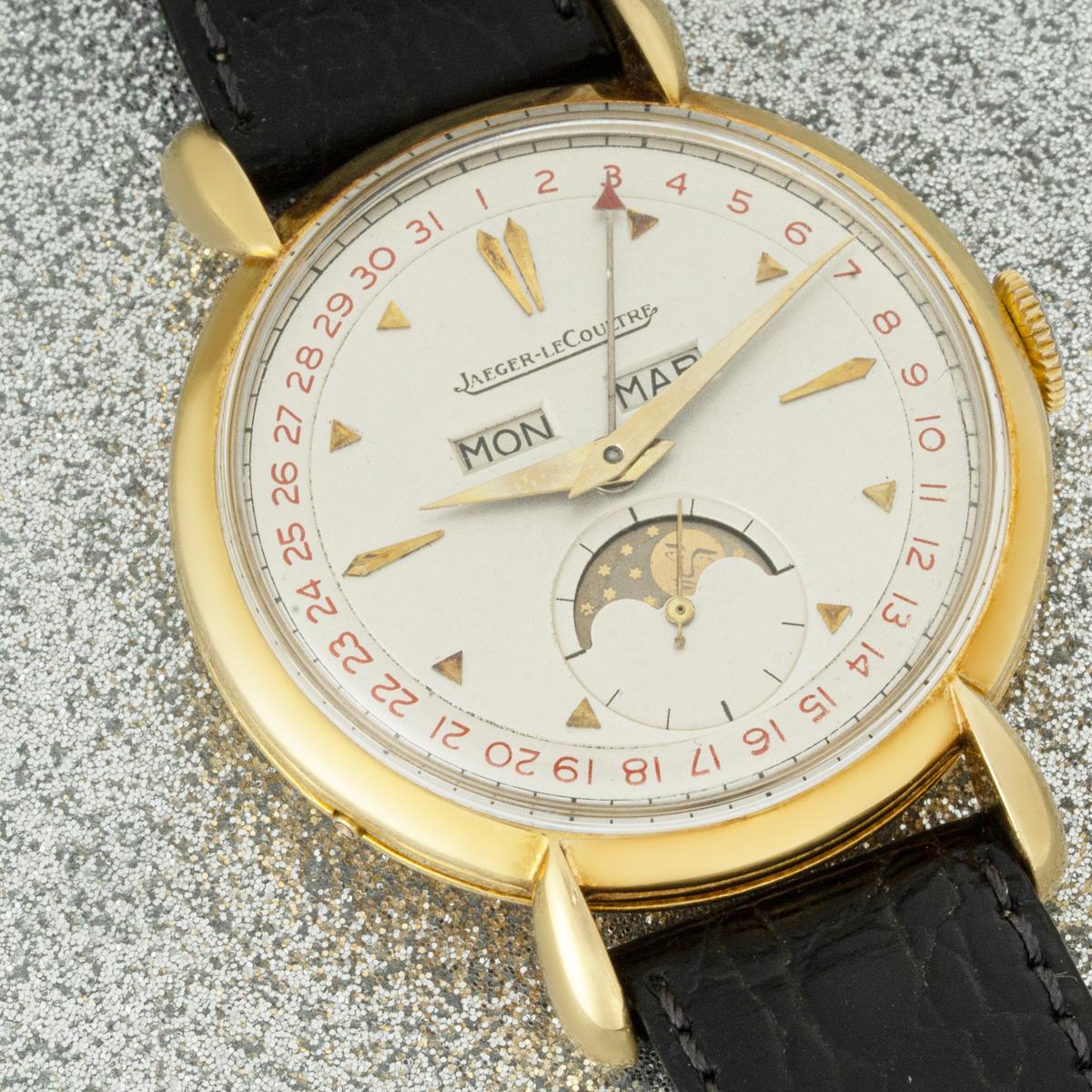 Jaeger LeCoultre 18k Yellow Gold Triple Calendar Moonphase For Sale 5