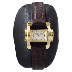 Jaeger-LeCoultre 18Kt Solid Gold Art Deco Watch circa 1950's Mid Century Design