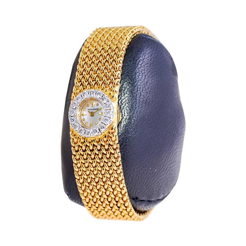 Jaeger LeCoultre 18Kt Yellow Gold Moderne Style Mesh Bracelet  LadieDress Watch In Excellent Condition In Long Beach, CA
