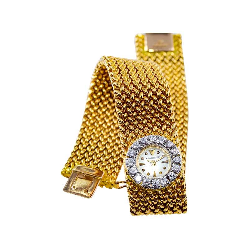 Jaeger LeCoultre 18Kt Yellow Gold Moderne Style Mesh Bracelet  LadieDress Watch 1