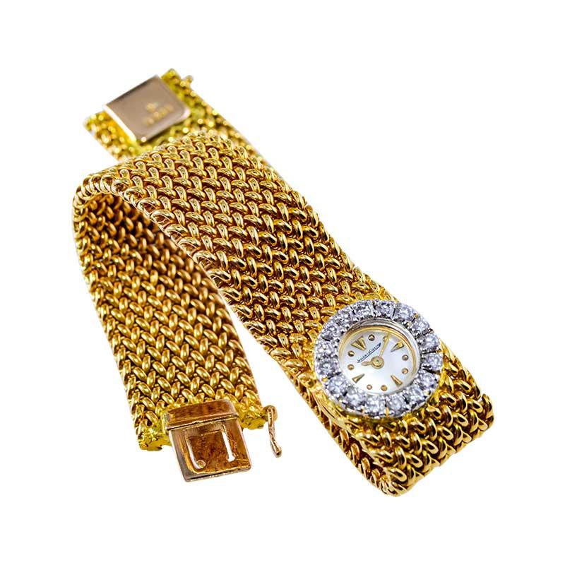 Jaeger LeCoultre 18Kt Yellow Gold Moderne Style Mesh Bracelet  LadieDress Watch 2
