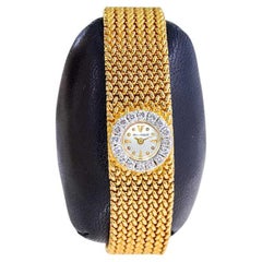 Jaeger LeCoultre 18Kt Yellow Gold Moderne Style Mesh Bracelet  LadieDress Watch 