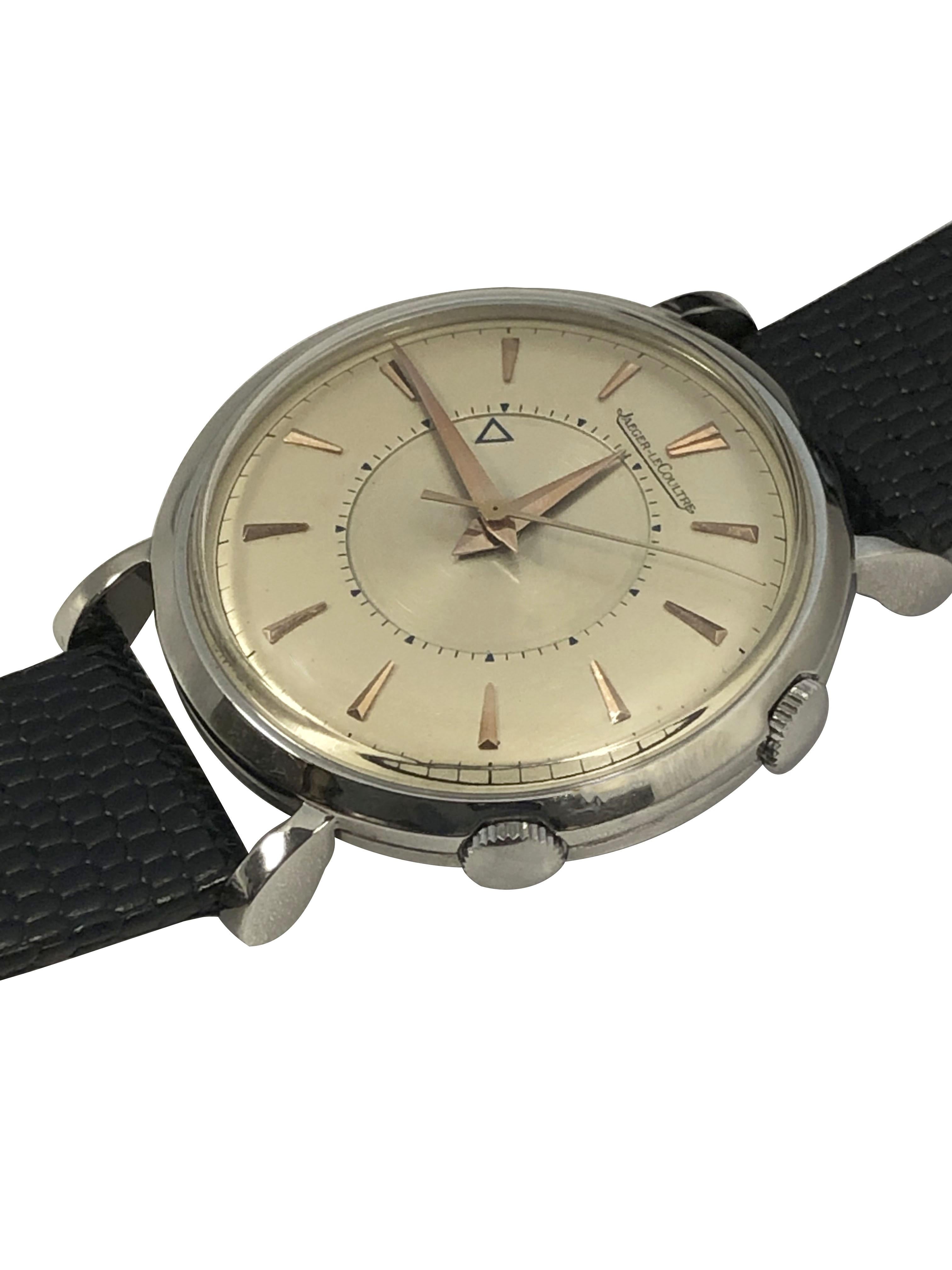 Jaeger-LeCoultre 1950s Memovox Steel Alarm Wrist Watch Unisexe en vente