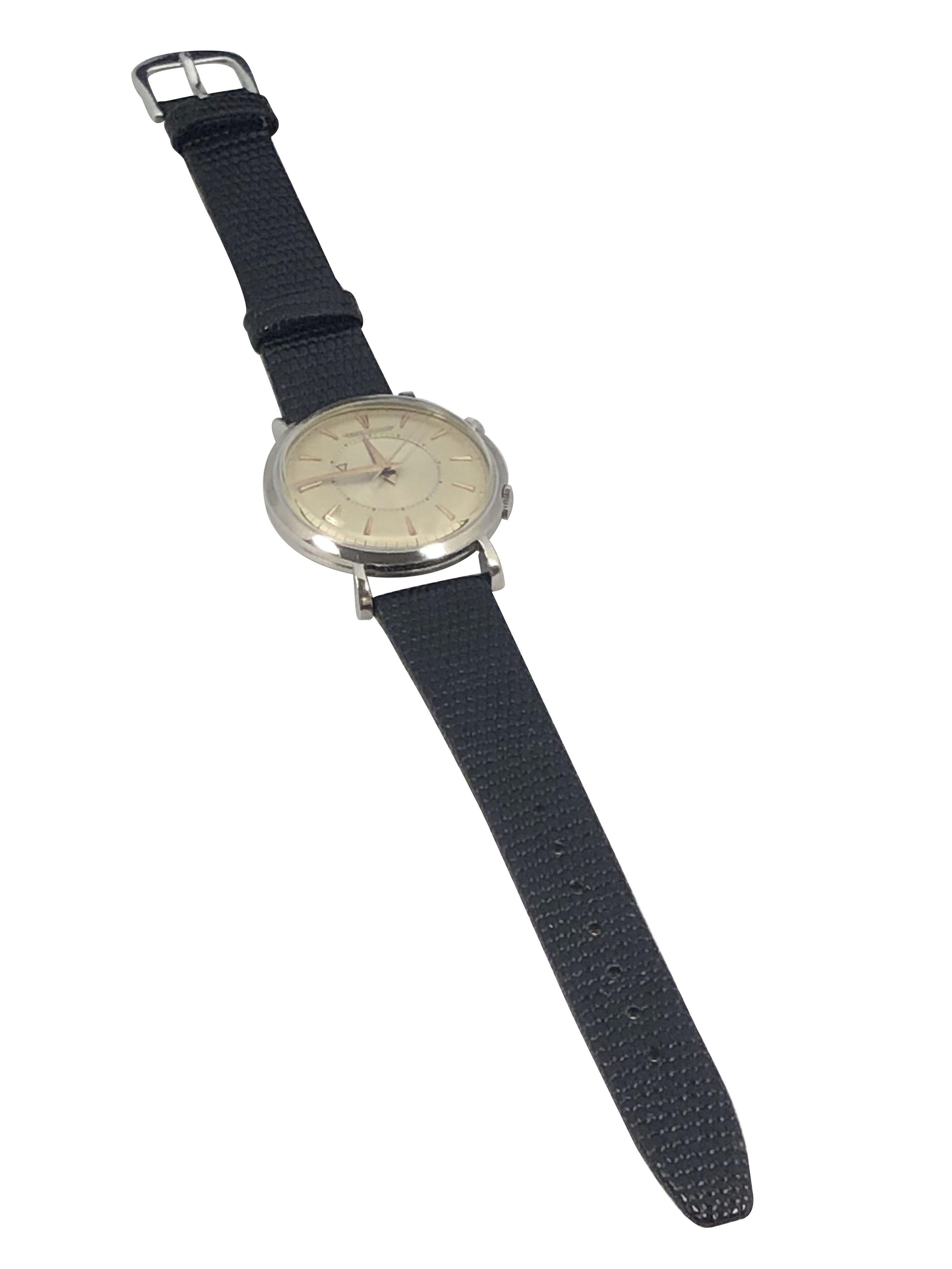 Jaeger-LeCoultre 1950s Memovox Steel Alarm Wrist Watch en vente 1